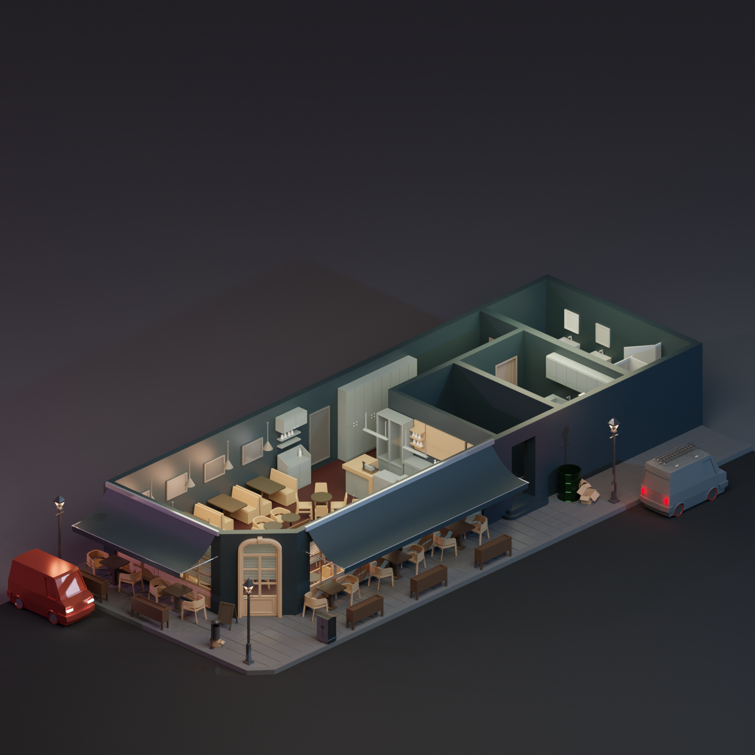 3D Model Low-Poly Cafe 3DSMAX | Toffu Co