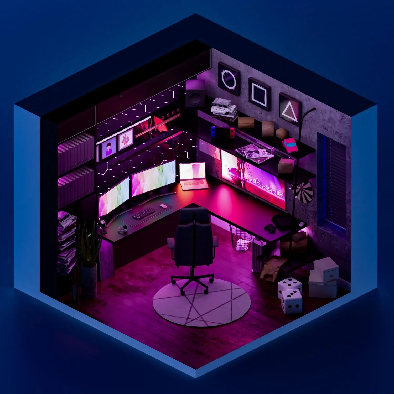 3D Model Low-Poly Gaming Room PNG - Toffu Co