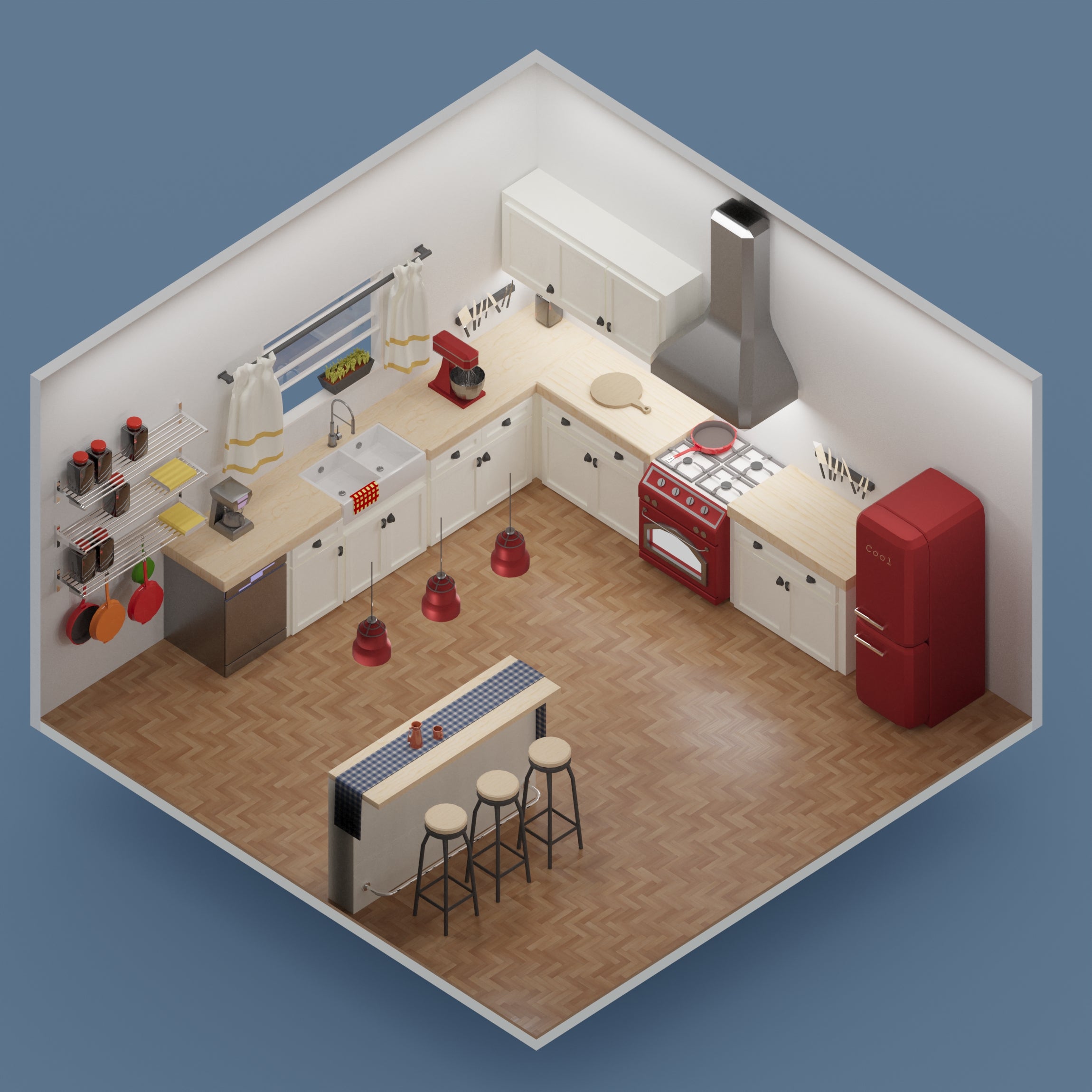 3D Model Low-Poly Kitchen PNG - Toffu Co