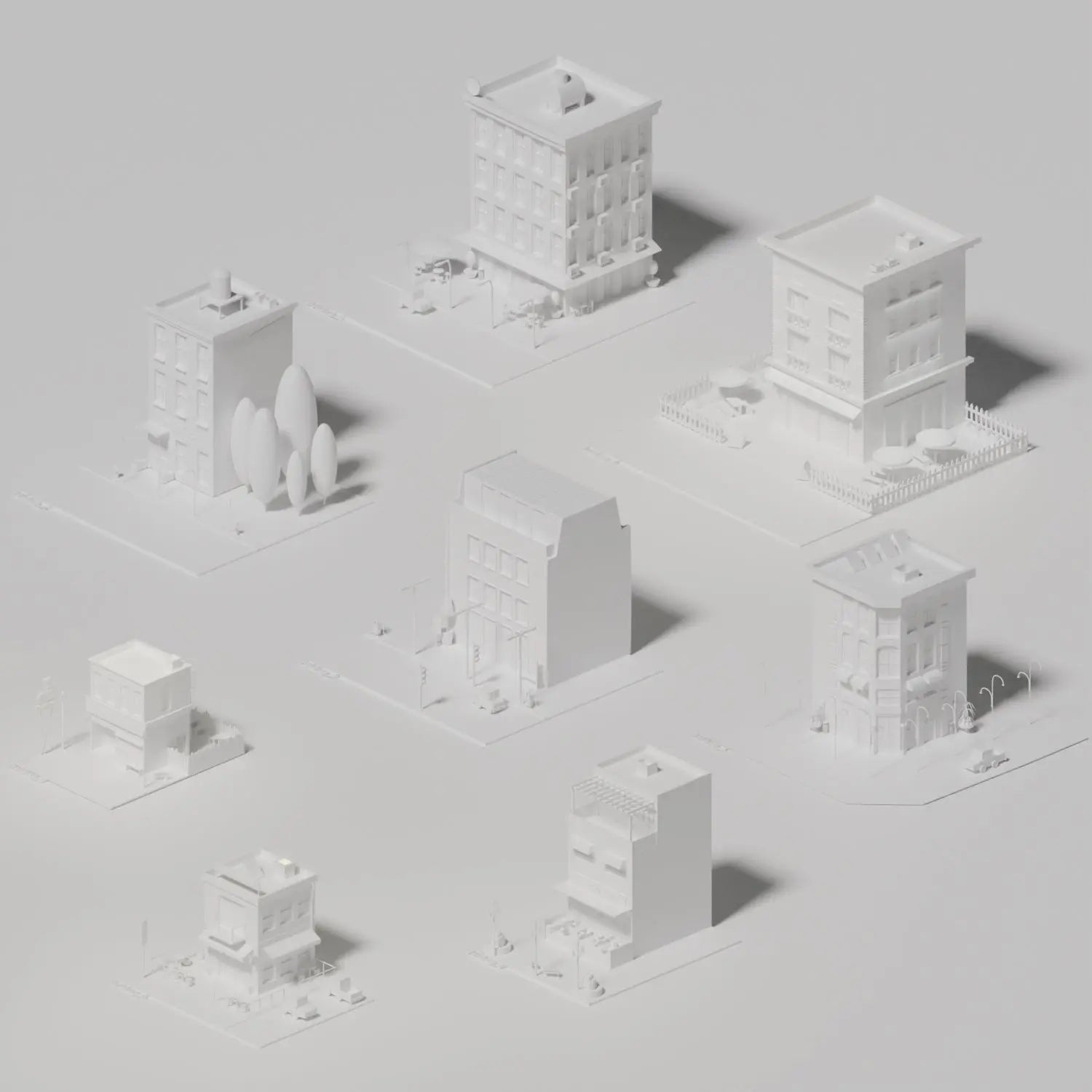 3D Model Low-Poly Buildings 1 Digital Artwork drawings | Toffu Co