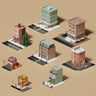 3D Model Low-Poly Buildings 1 Digital Artwork drawings | Toffu Co