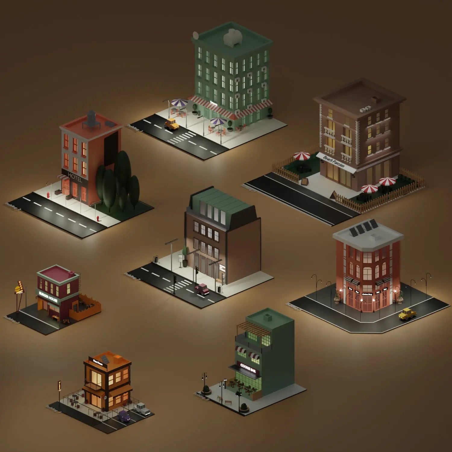 Low Poly Buildings 1 Blender 3D Model blend Toffu Co low-poly-buildings-1-blender-3d-model-blend-toffu-co
