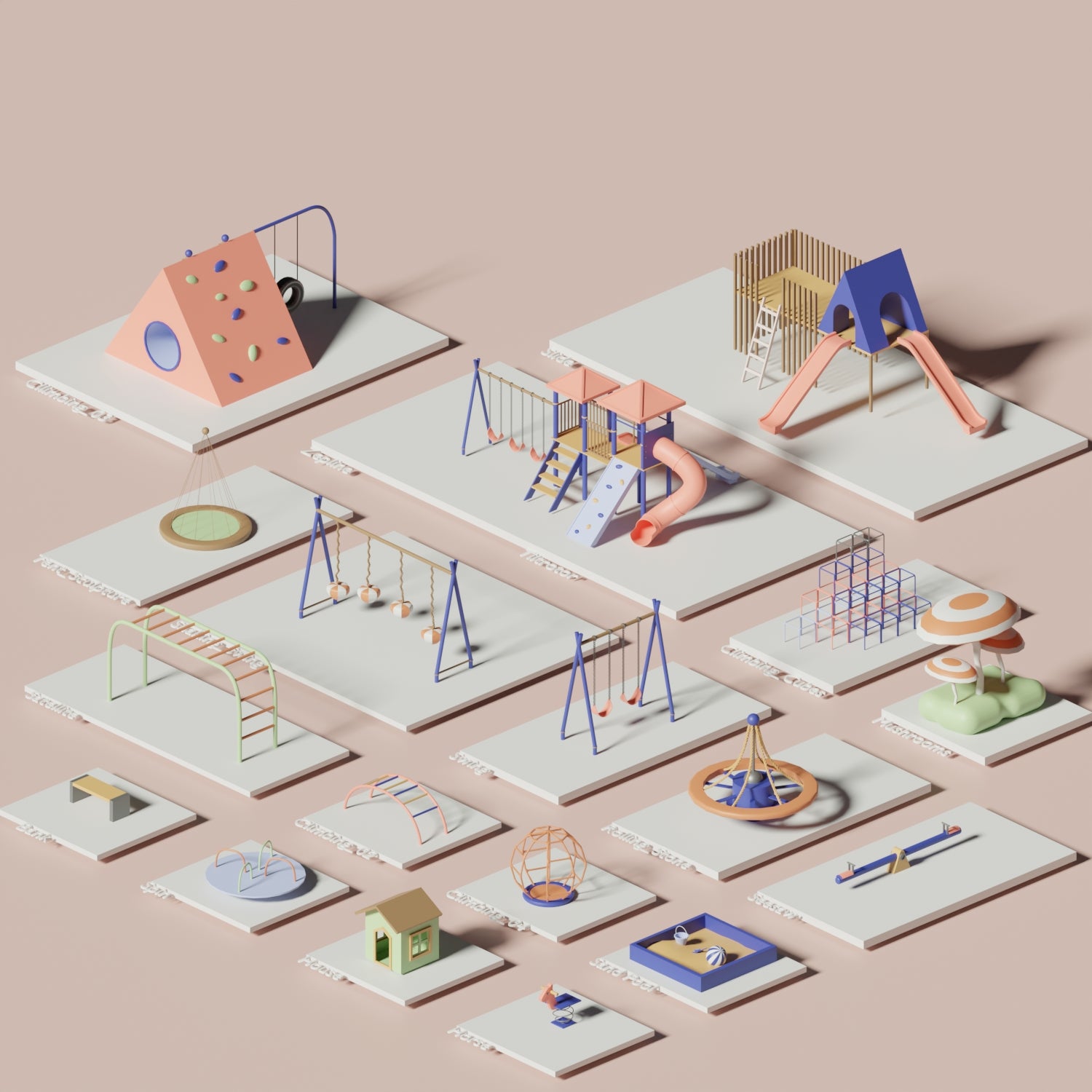 3D Model Low-Poly Playground 3DSMAX | Toffu Co