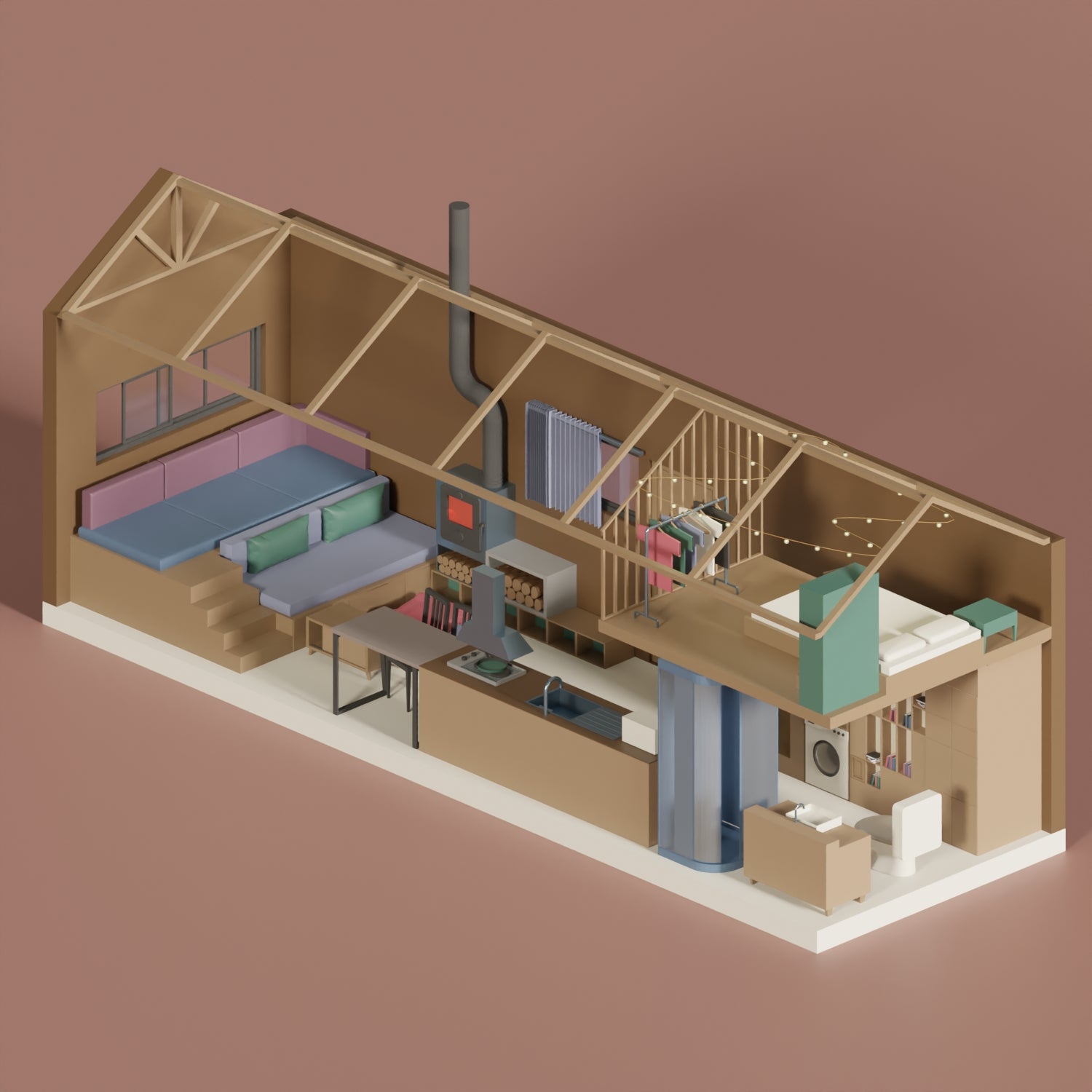 3D Model Low-Poly Tiny House PNG - Toffu Co