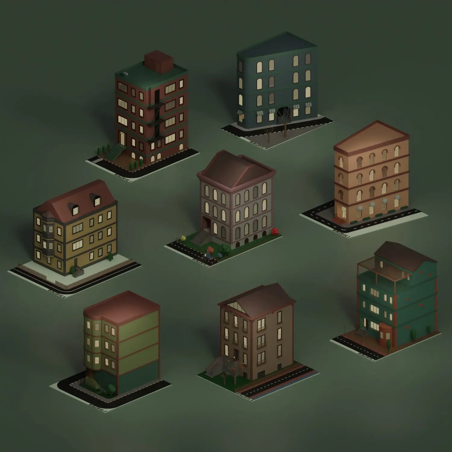 3D Model Low-Poly Buildings 2 – Toffu Co