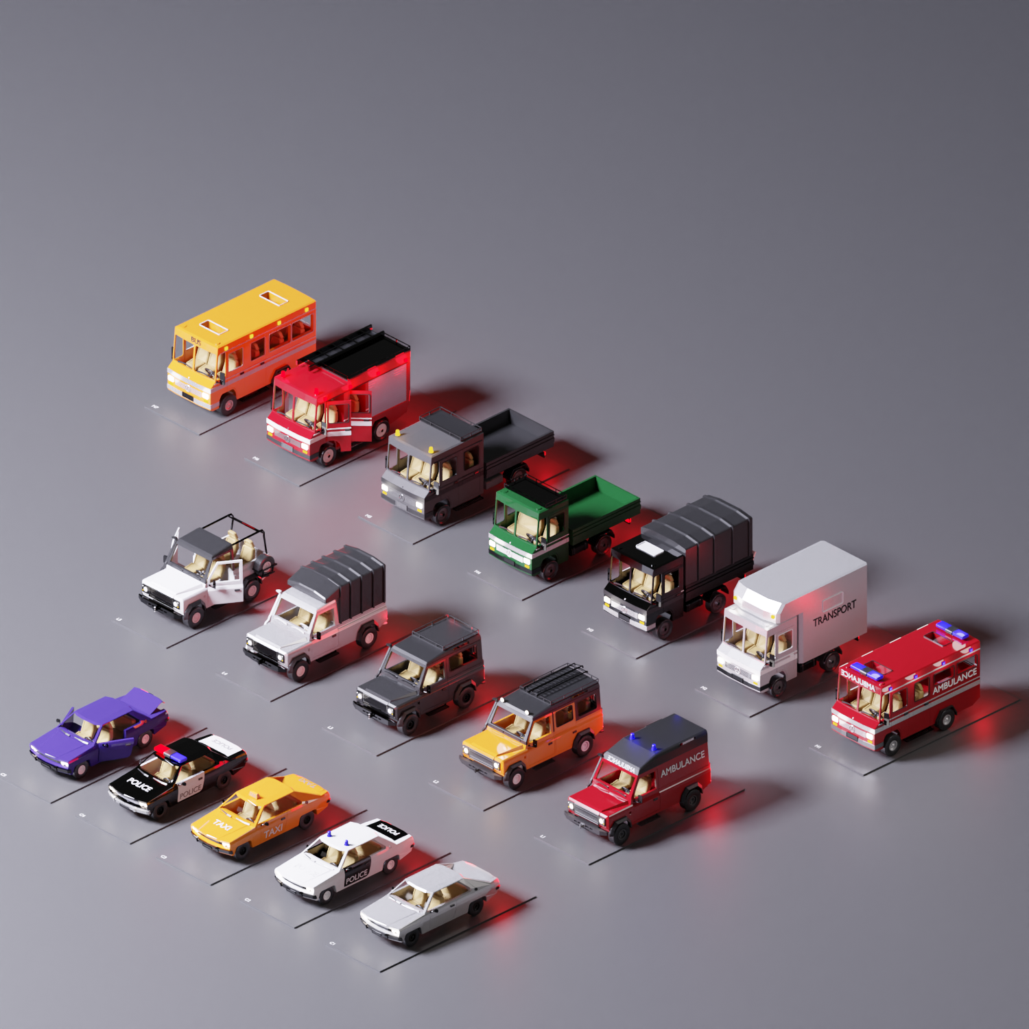 3D Model Low-Poly Vehicles PNG - Toffu Co