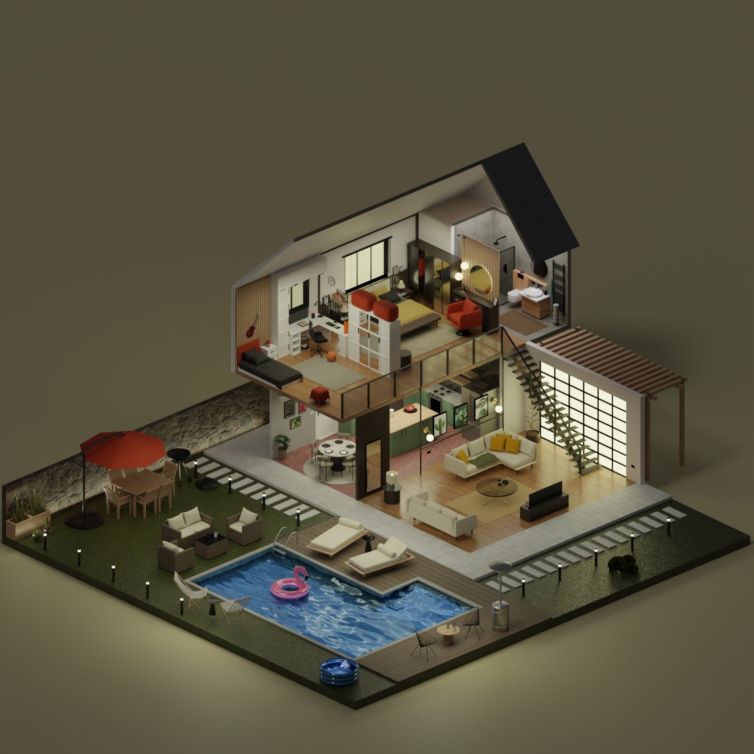 3d miniature outlet house