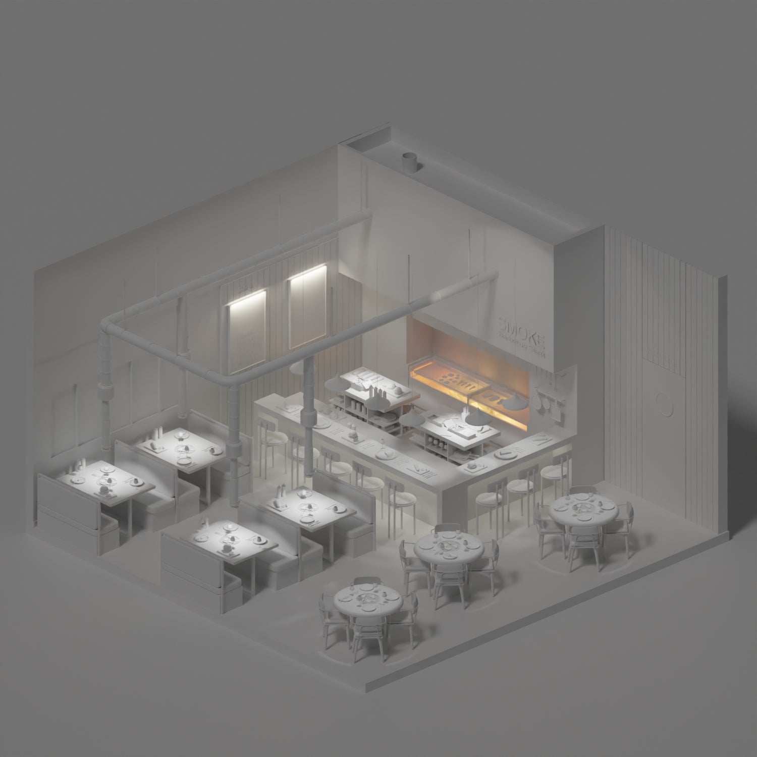 3D Model Barbecue Restaurant PNG - Toffu Co