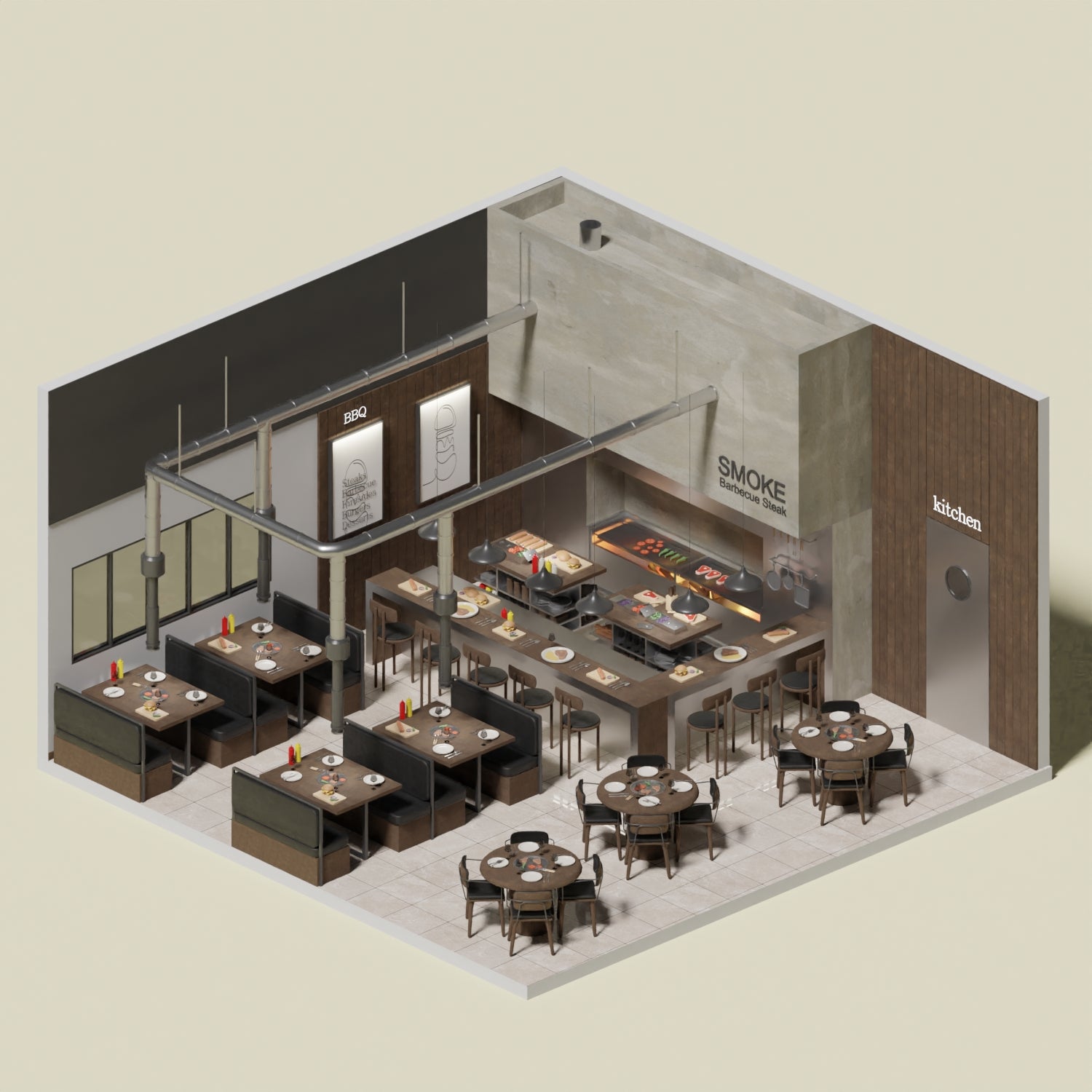 3D Model Barbecue Restaurant PNG - Toffu Co