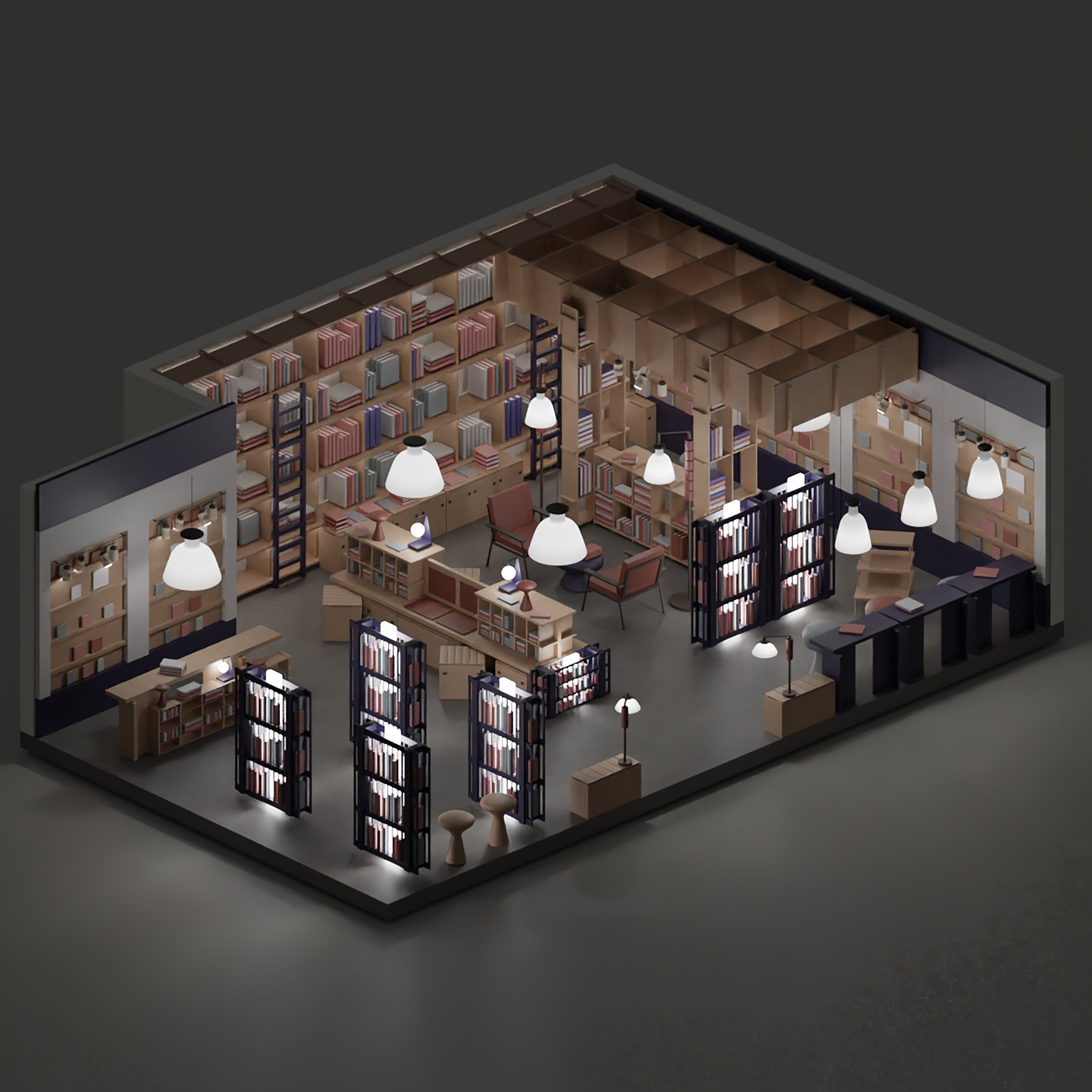3D Model Book Store PNG - Toffu Co