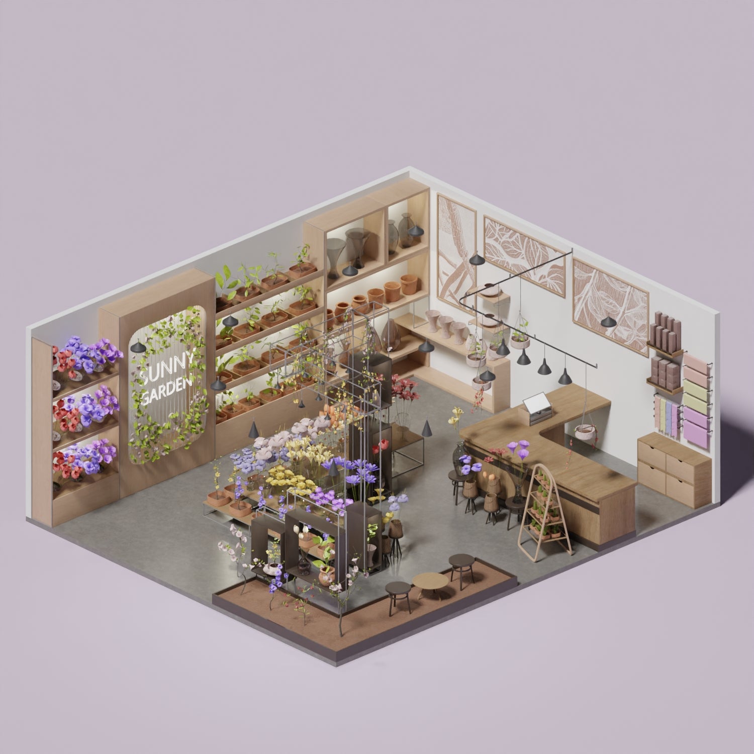 3D Model Flower Store PNG - Toffu Co