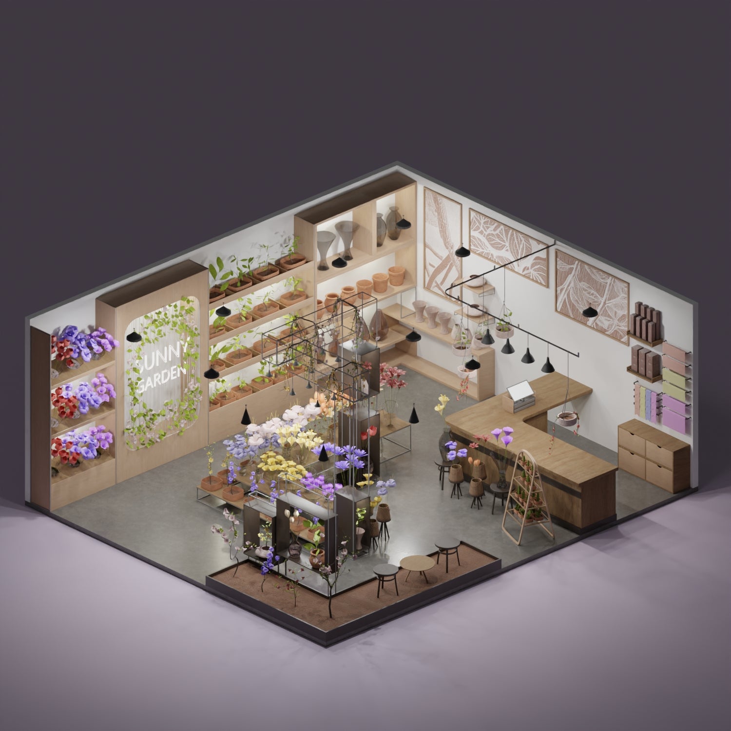 3D Model Flower Store PNG - Toffu Co