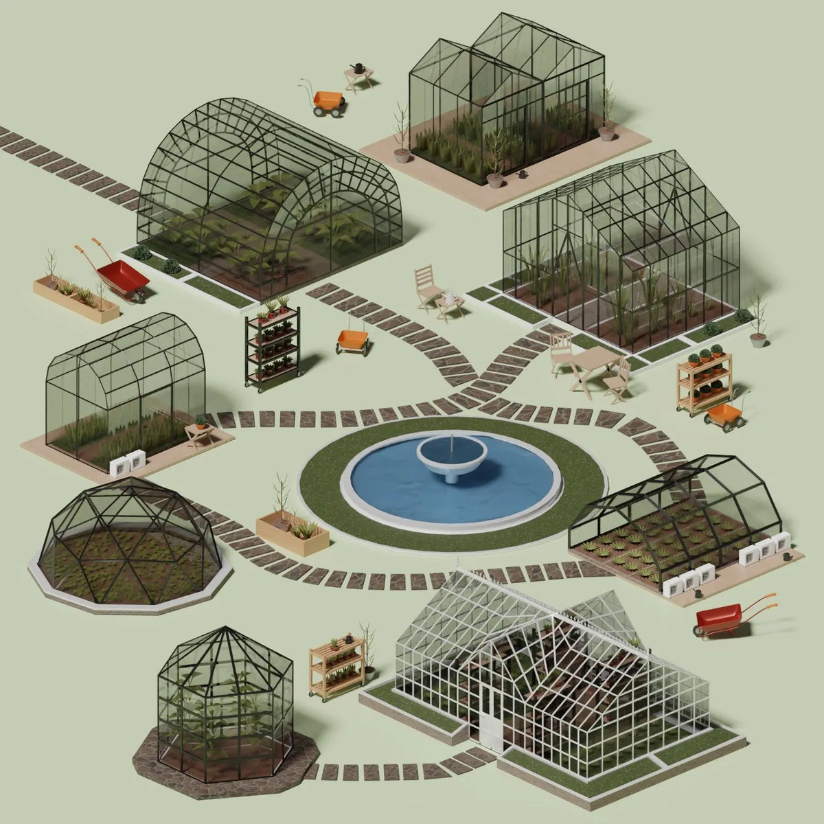 Greenhouse Rendering 3D Model Greenhouse – Toffu Co