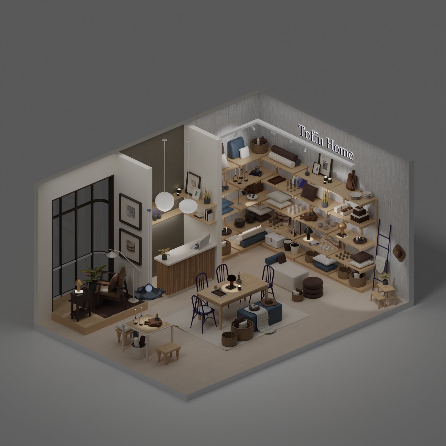 3D Model Home Store PNG - Toffu Co