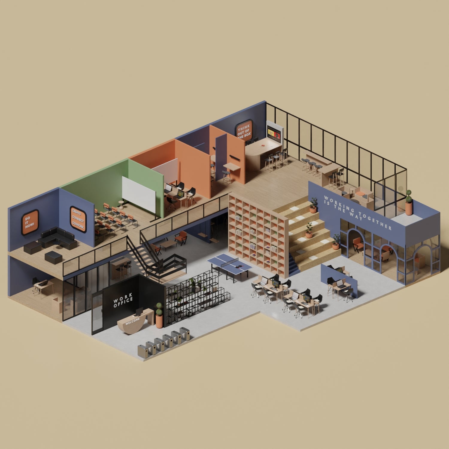 3D Model Office PNG - Toffu Co