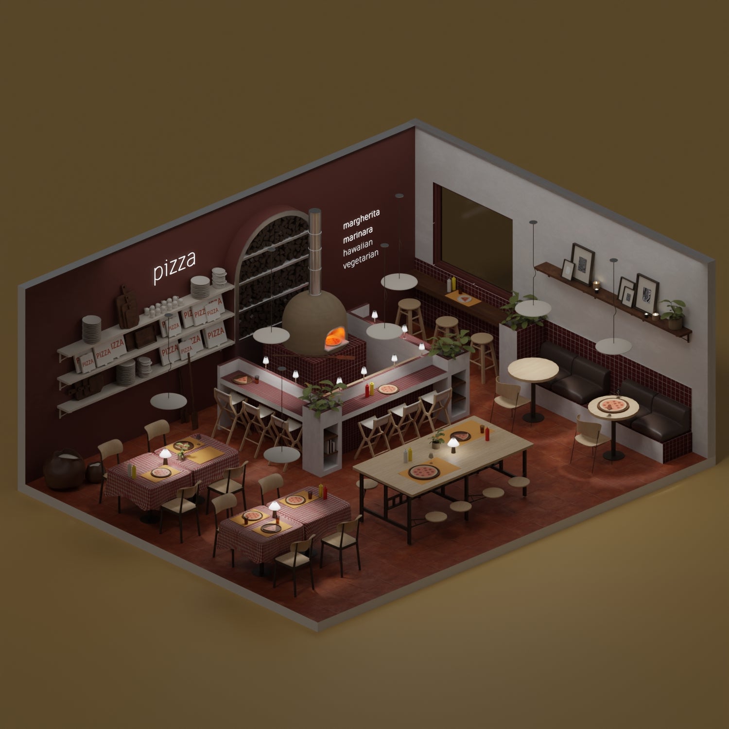 3D Model Pizza Restaurant PNG - Toffu Co