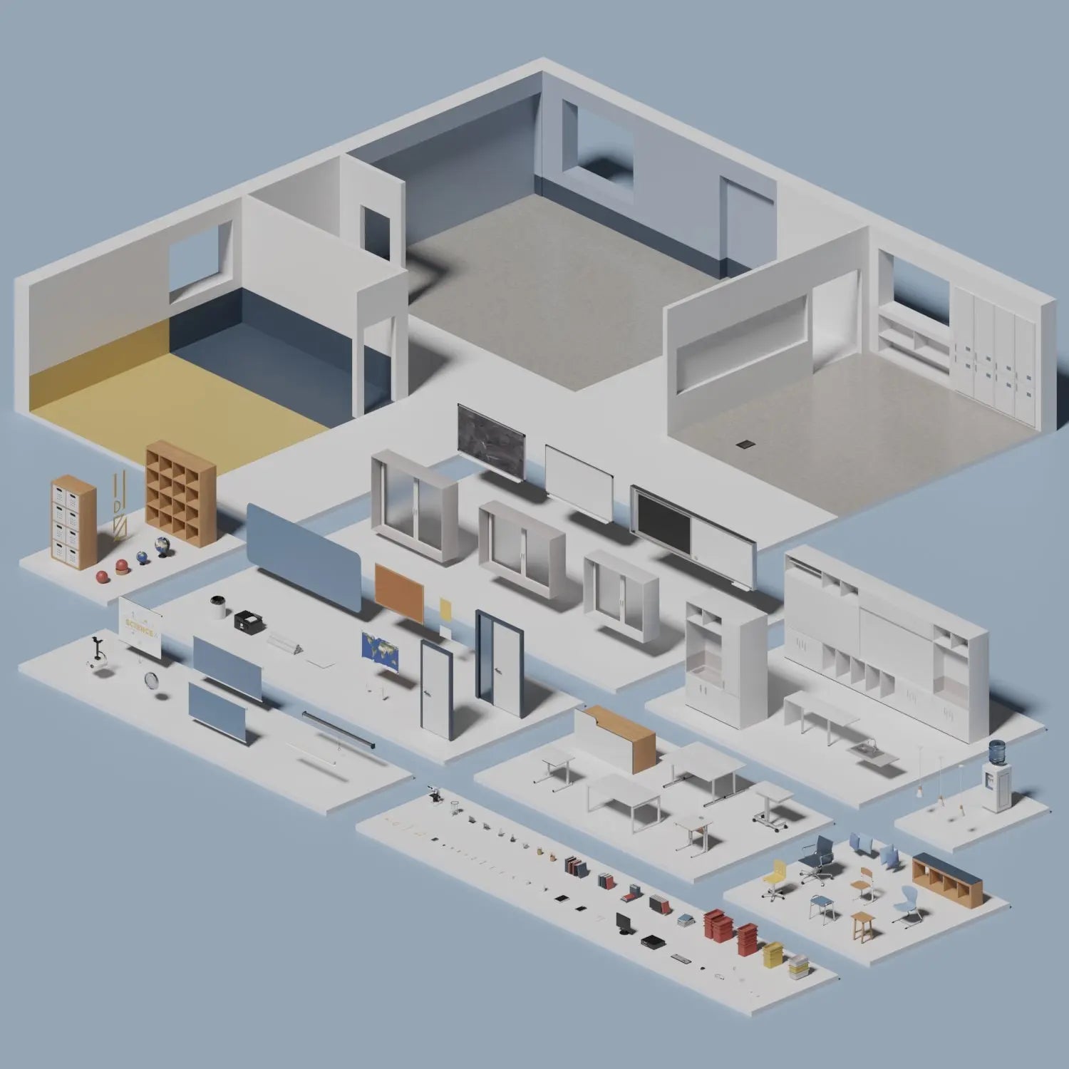 3D Model Primary School Classes Digital Artwork drawings | Toffu Co