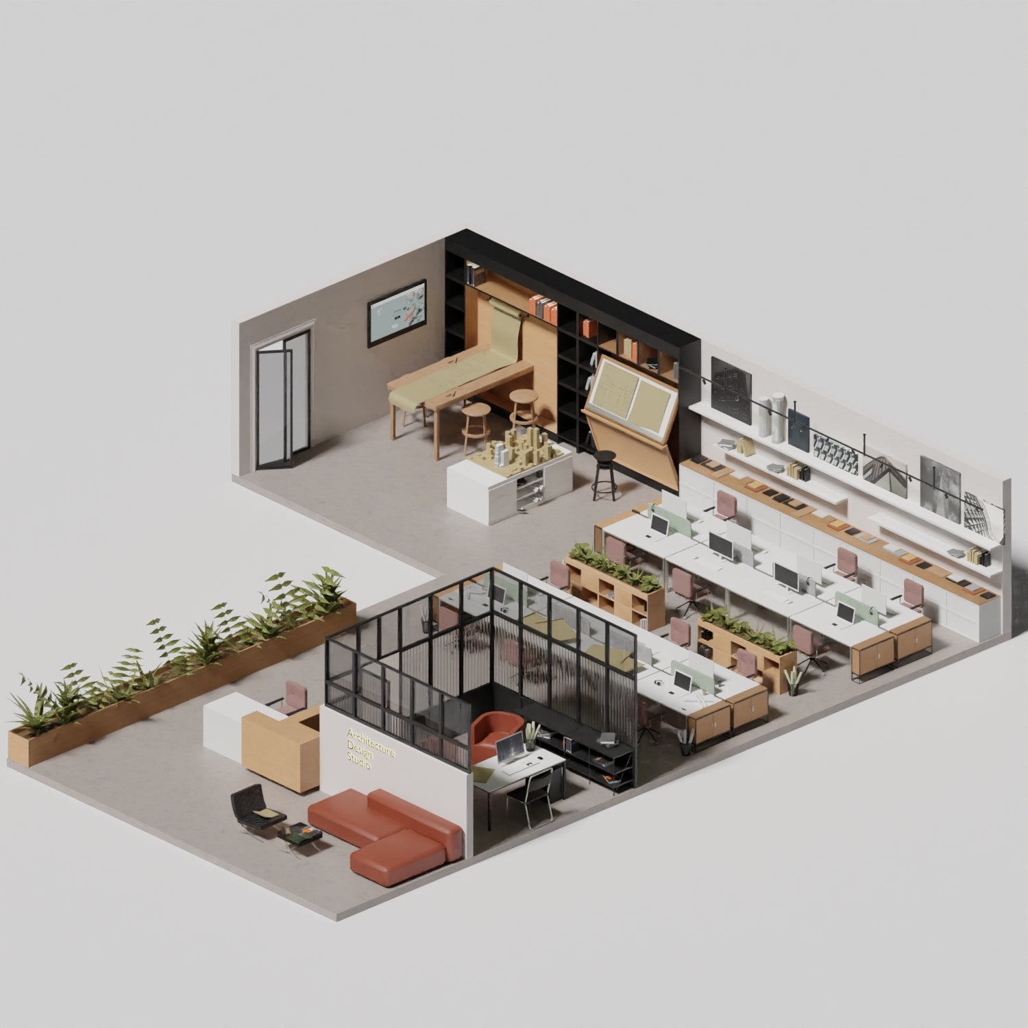 3D Model Architect Office Work Floor PNG - Toffu Co