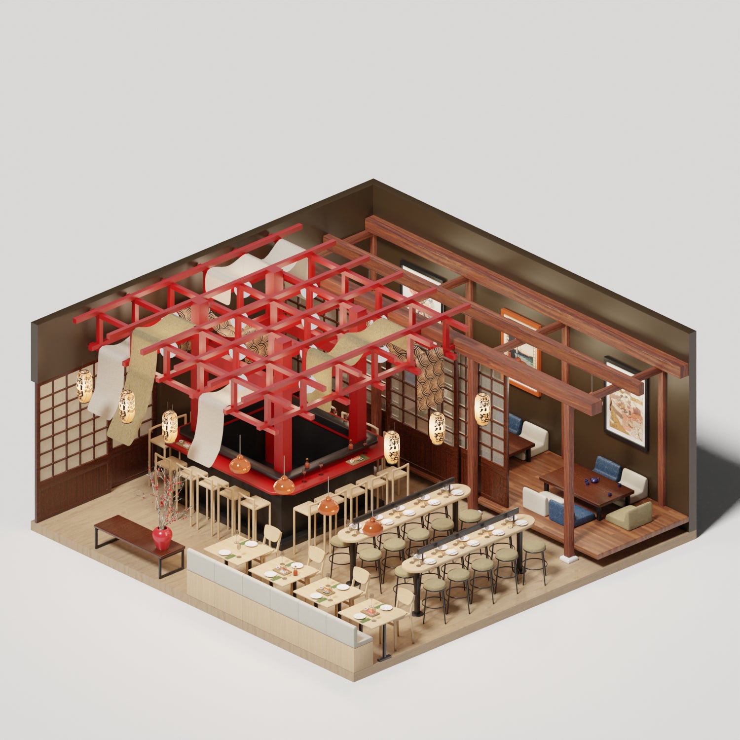 3D Model Sushi Restaurant PNG - Toffu Co