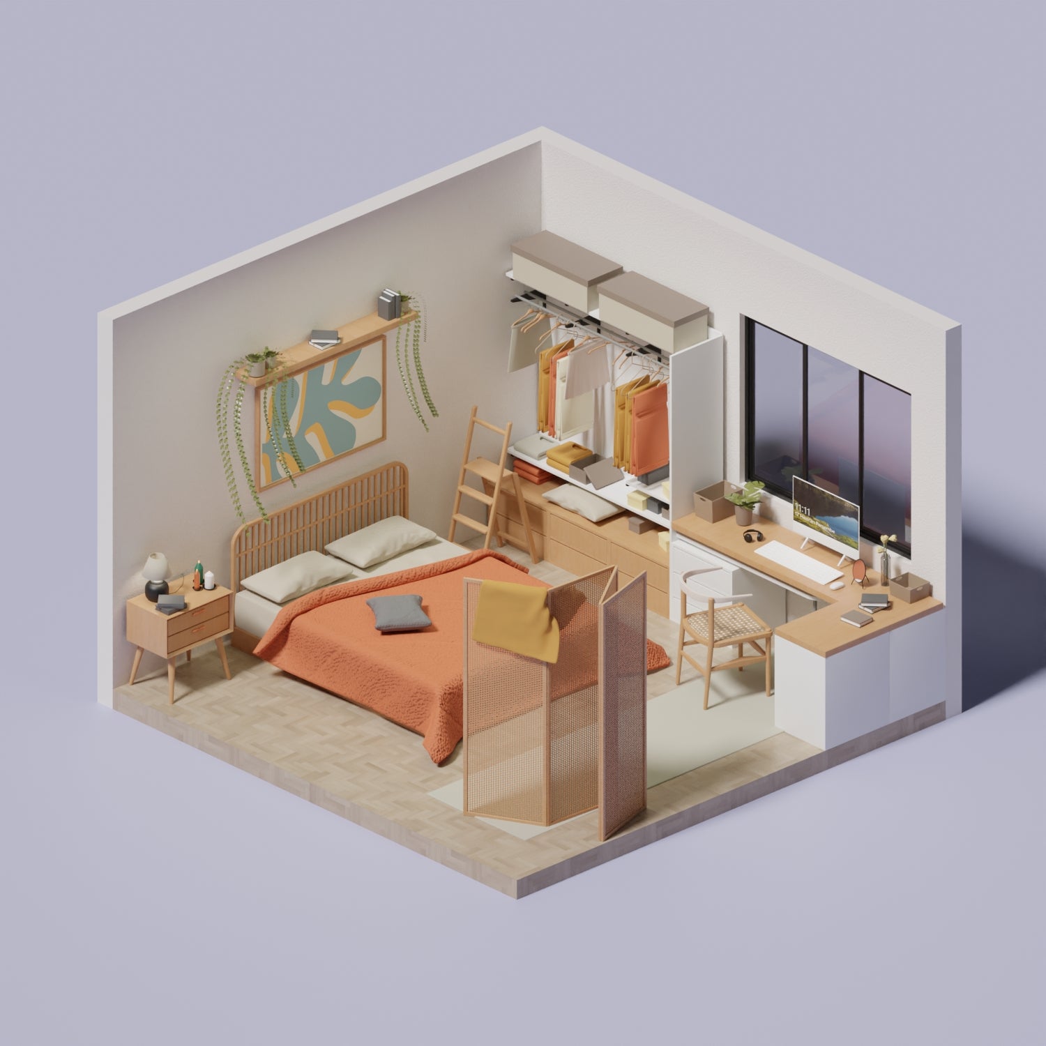3D Model Bedroom 4 PNG - Toffu Co