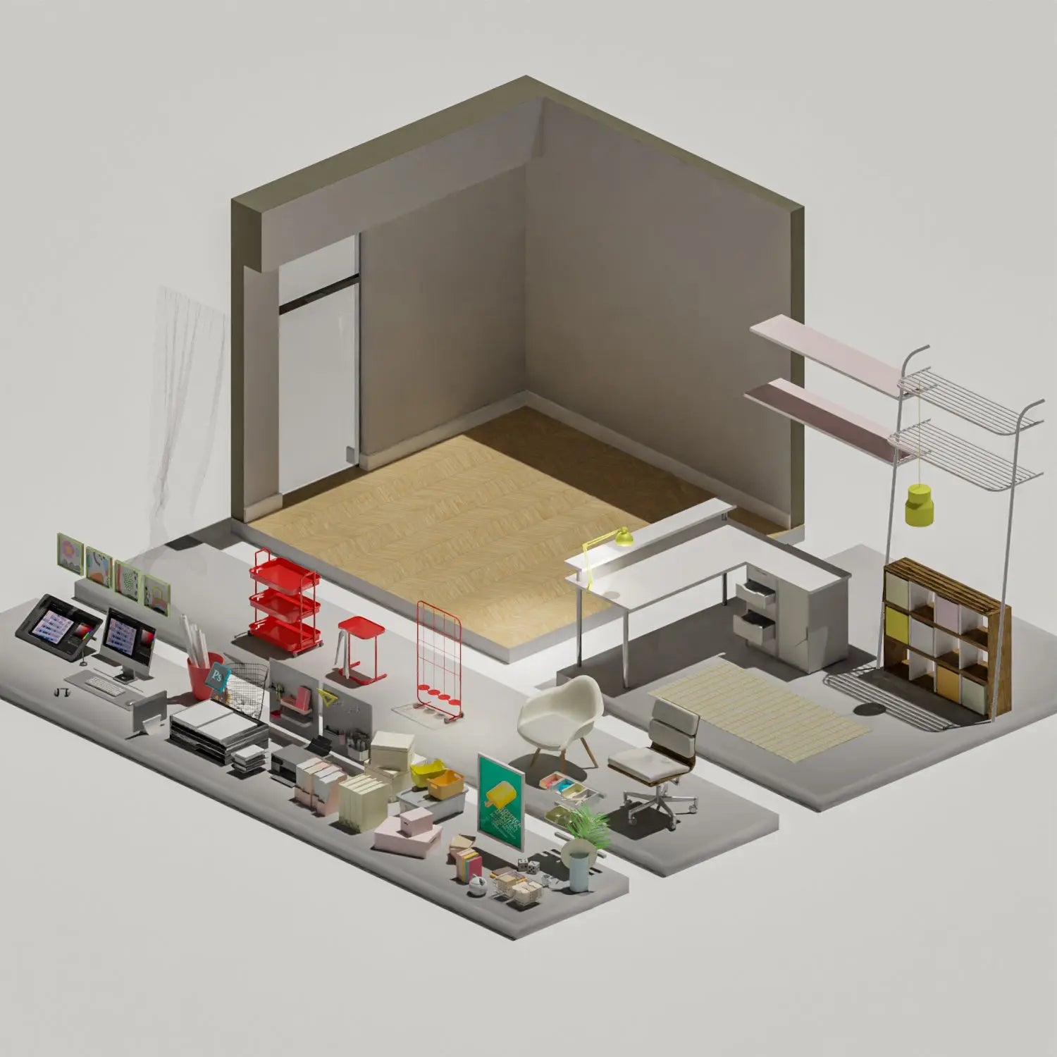 3D Model Graphic Designer Room PNG - Toffu Co