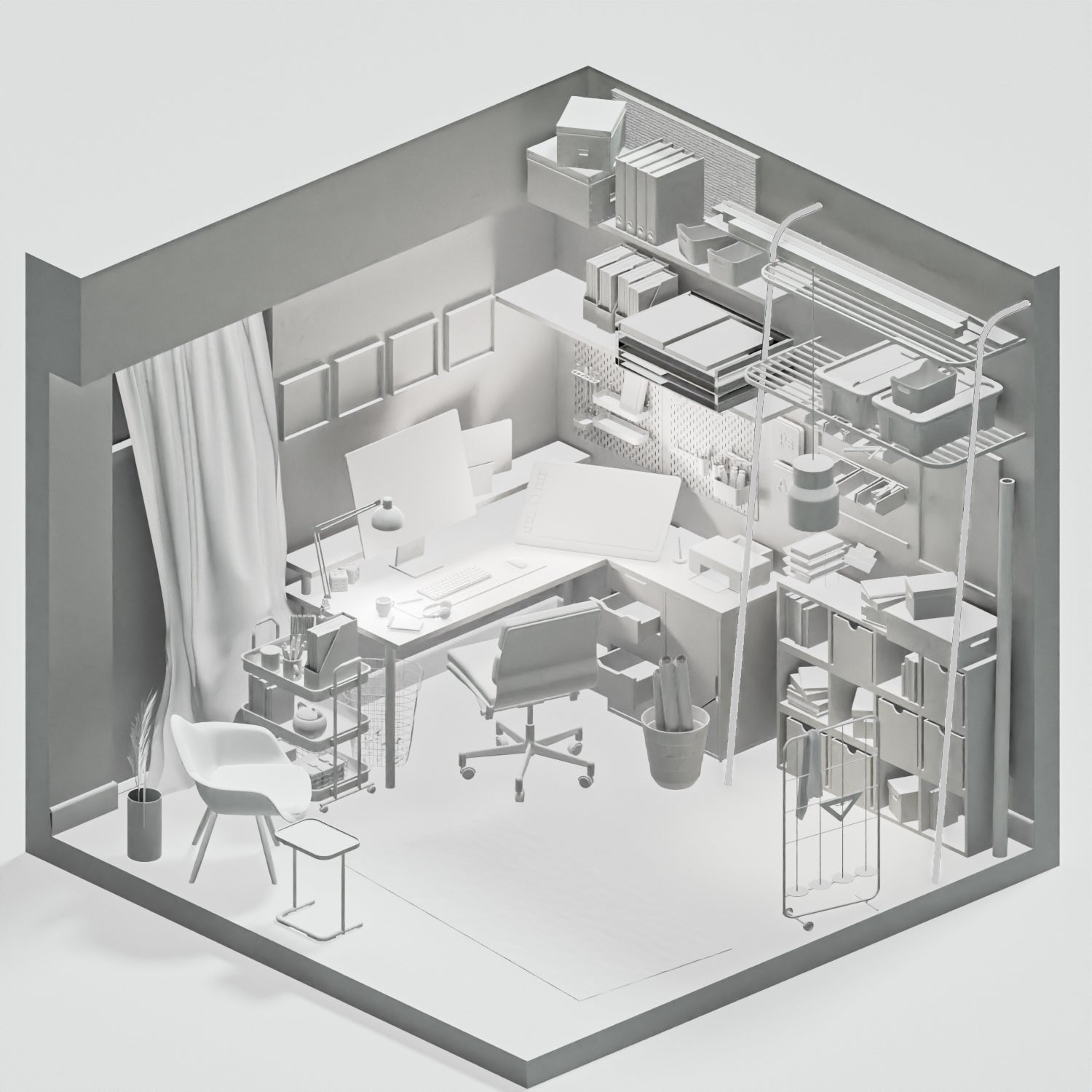 3D Model Graphic Designer Room PNG - Toffu Co