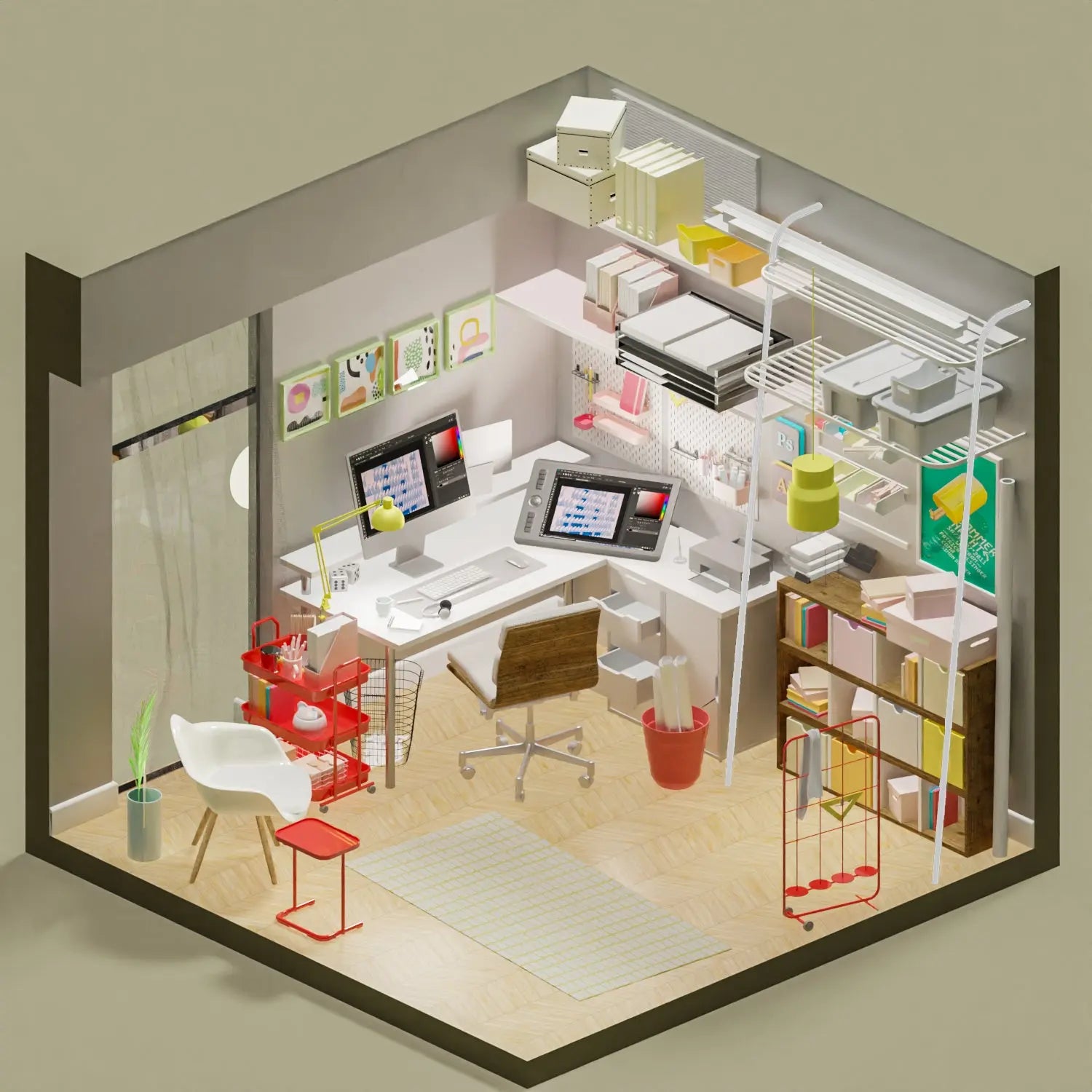 3D Model Graphic Designer Room PNG - Toffu Co