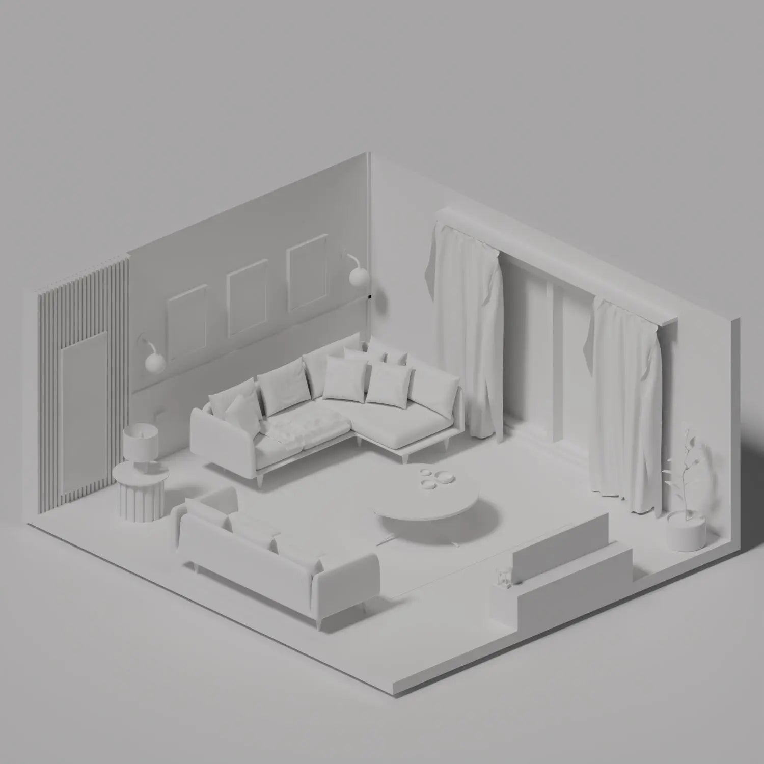 3D Model Living Room 3 Digital Artwork drawings | Toffu Co