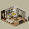 3D Model Living Room 3 Digital Artwork drawings | Toffu Co