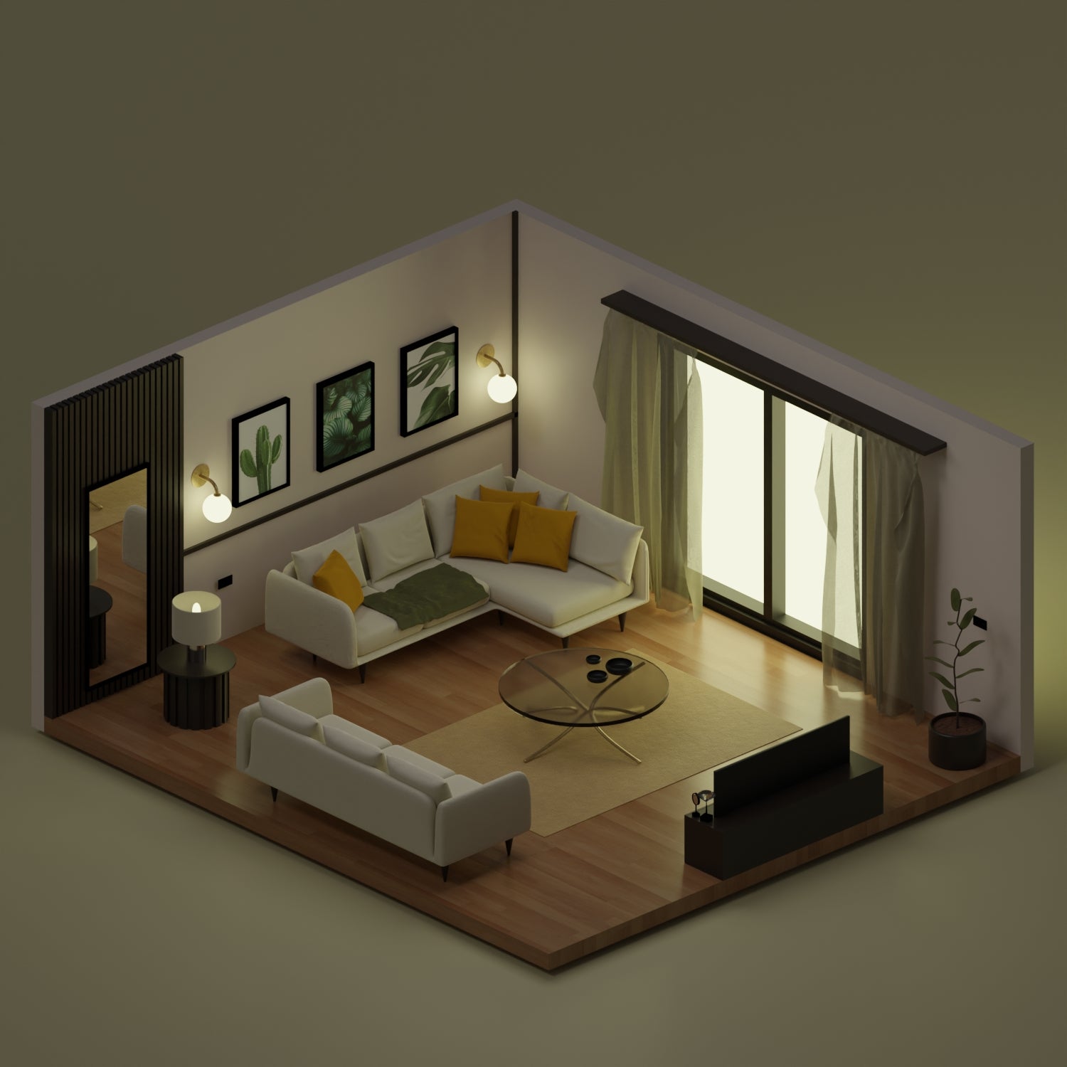 3D Model Low-Poly Living Room 4 PNG - Toffu Co
