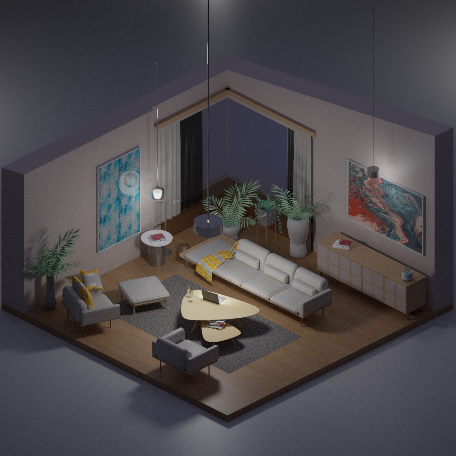 3D Model Living Room 4 PNG - Toffu Co