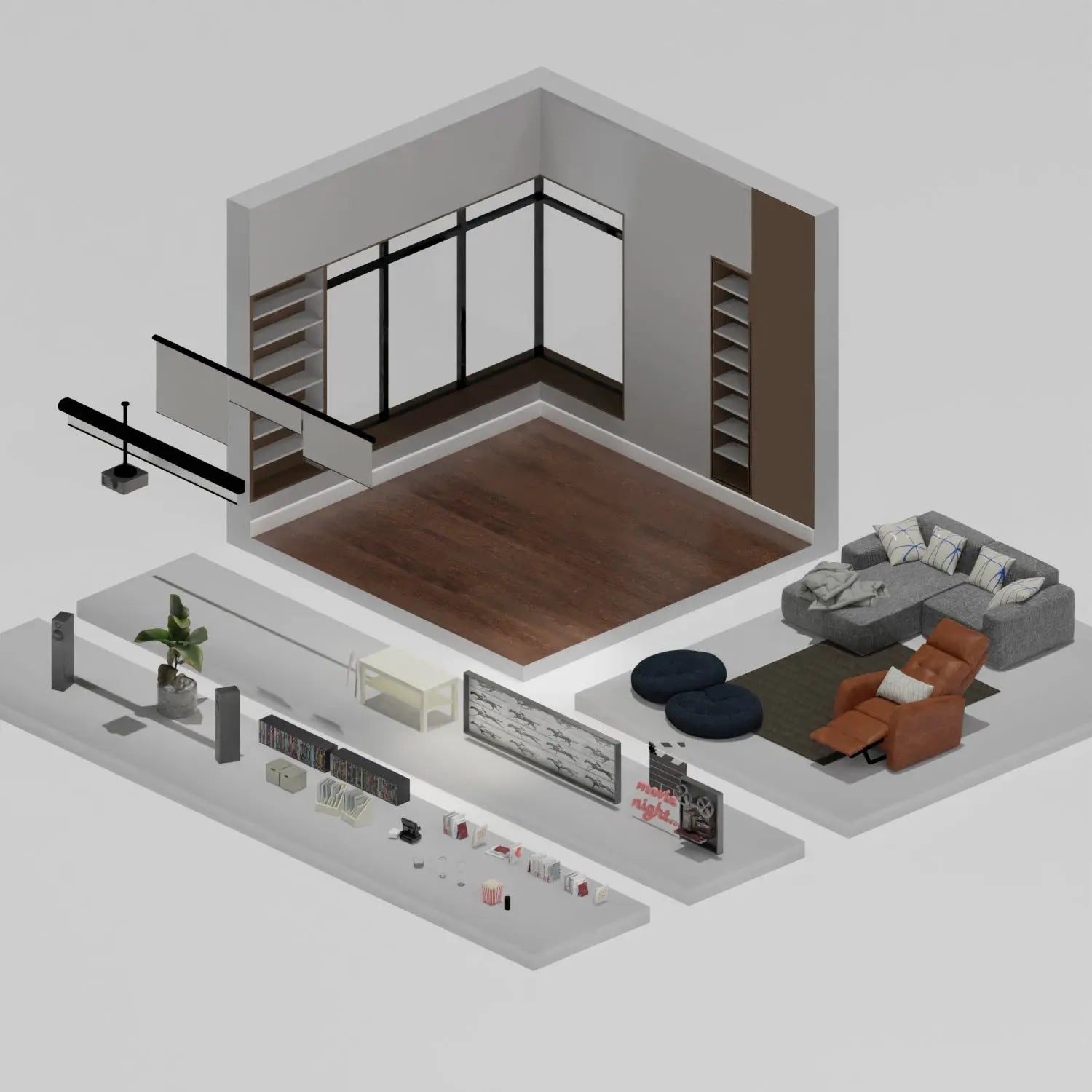3D Model Movie Room Digital Artwork drawings | Toffu Co