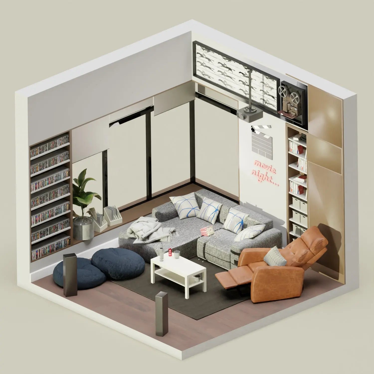 3D Model Movie Room Digital Artwork drawings | Toffu Co