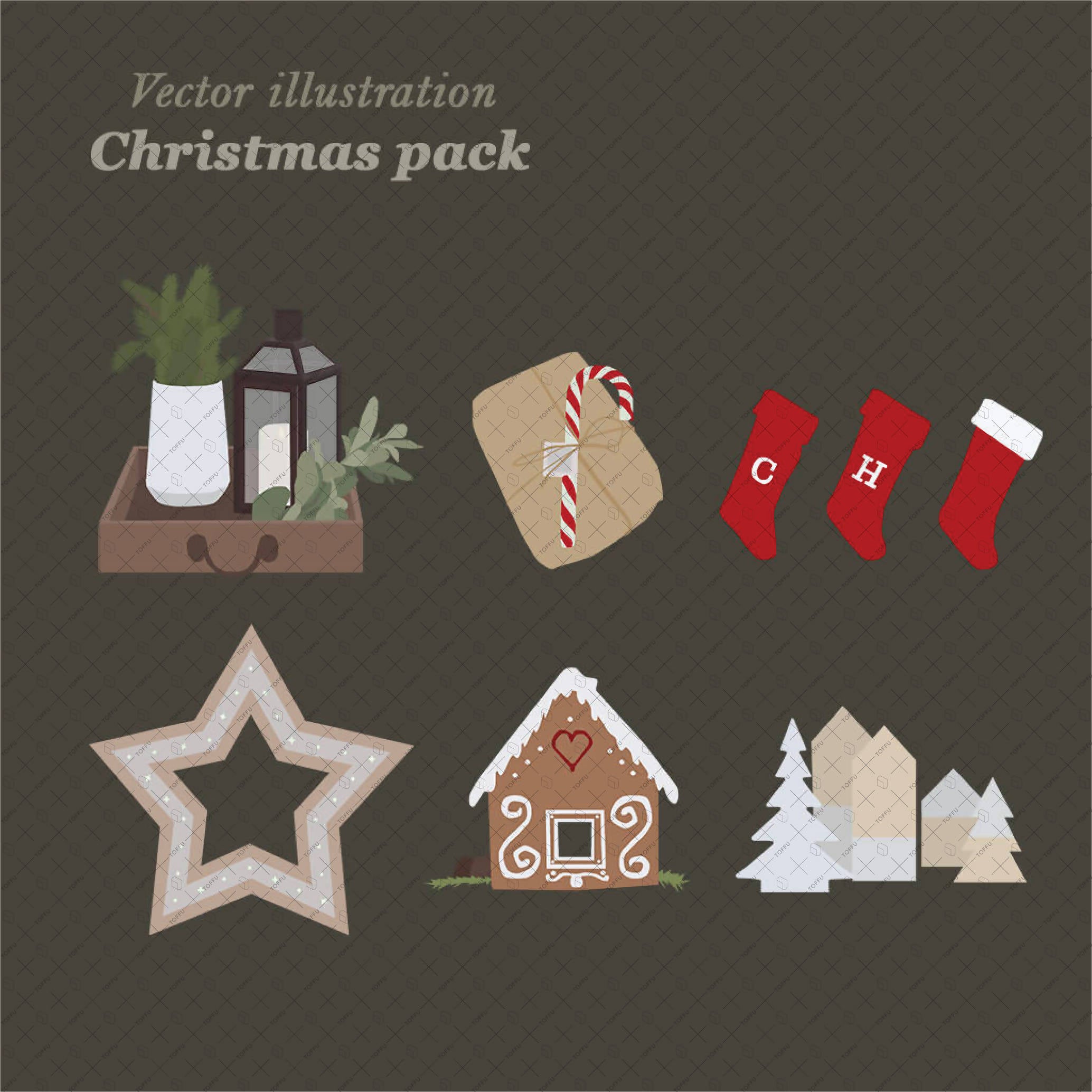 Flat Vector Christmas Pack - Decorations, Tree, Snowman PNG - Toffu Co