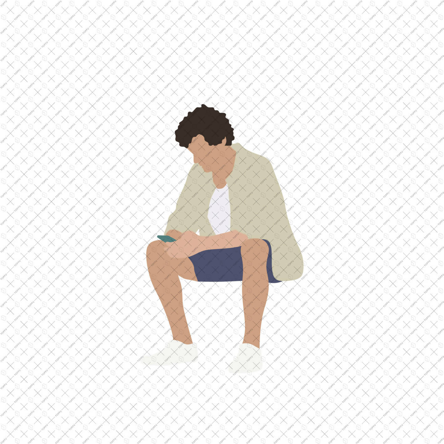 Flat Vector People Sitting PNG - Toffu Co