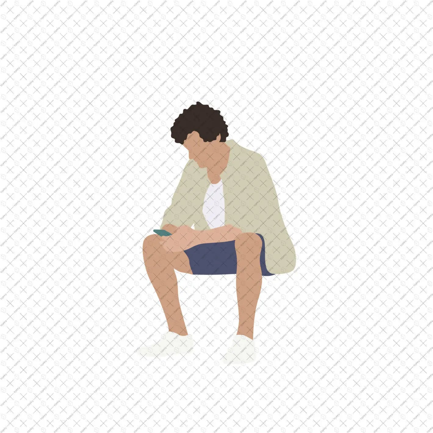 Flat Vector People Sitting PNG - Toffu Co