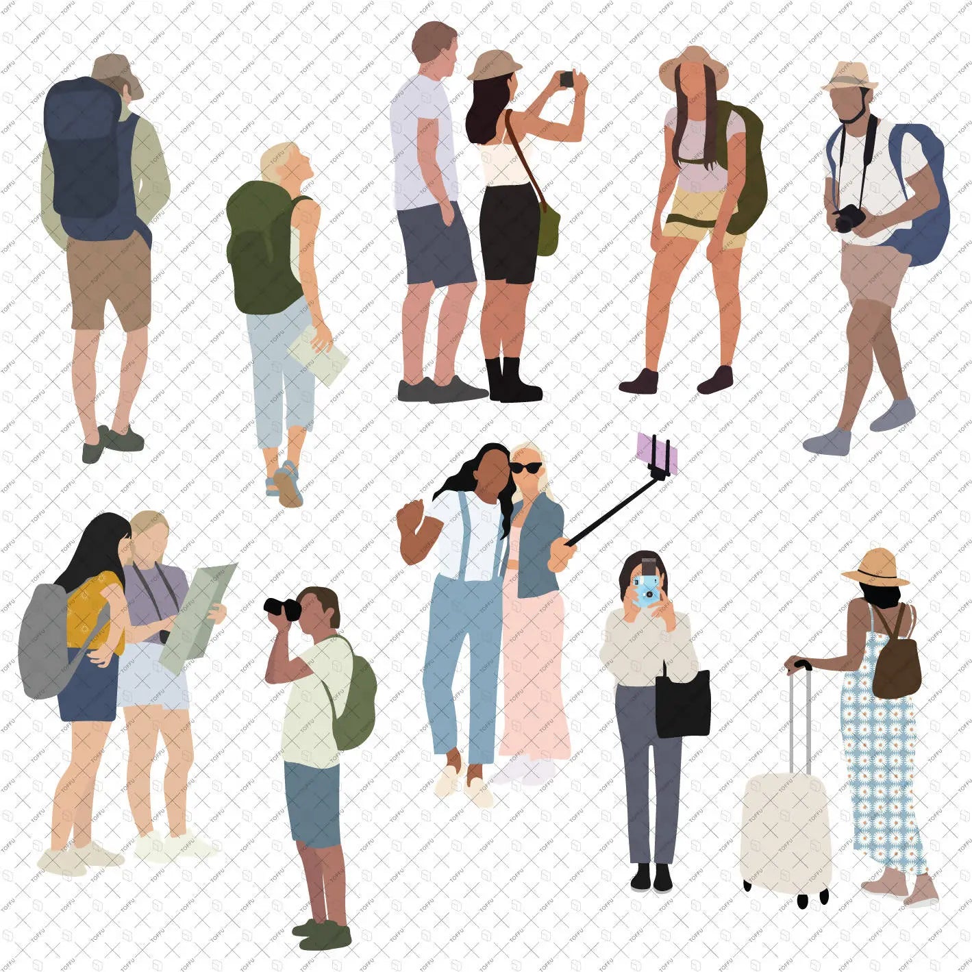 Flat Vector Travelers Digital Artwork drawings | Toffu Co