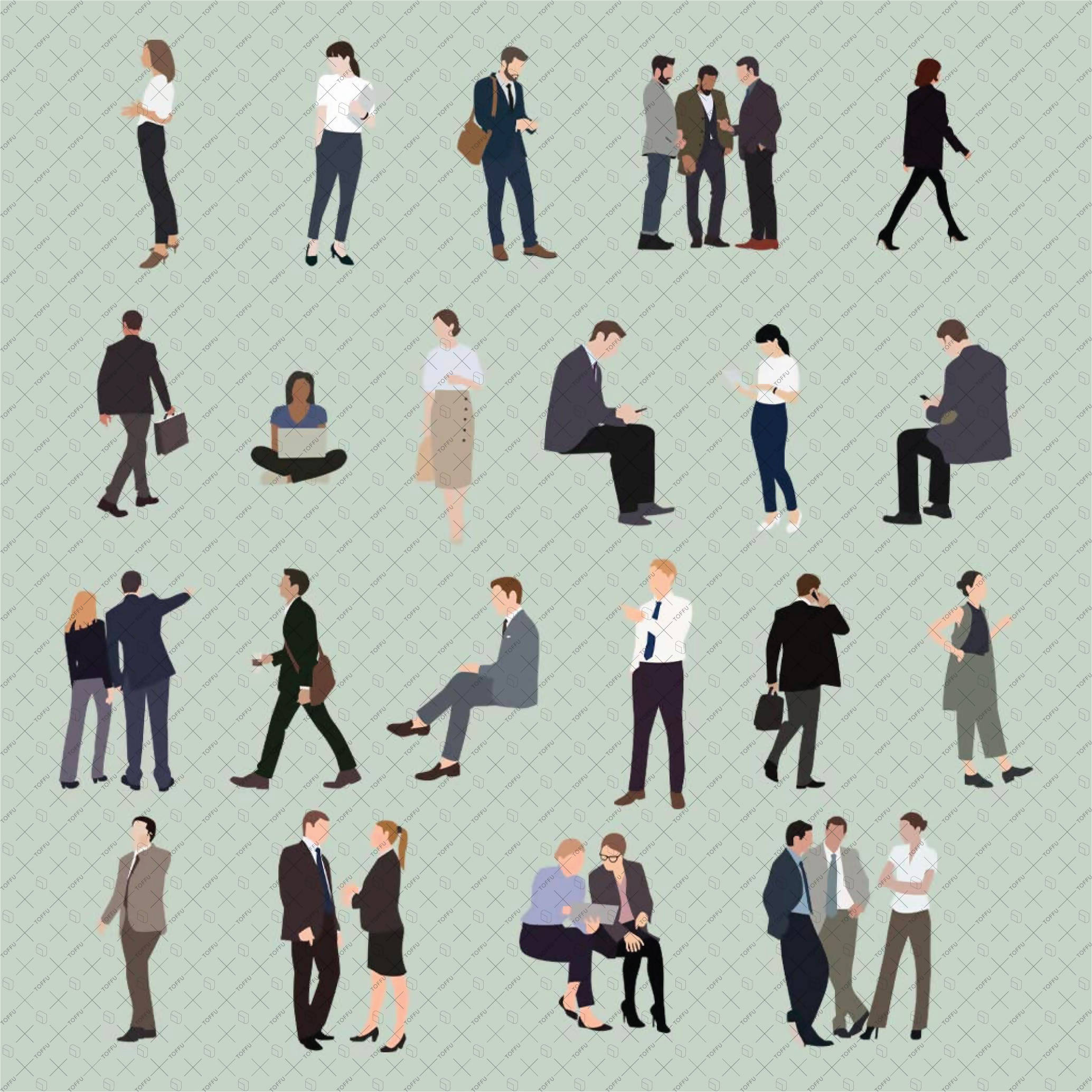 Flat Vector Business People PNG - Toffu Co