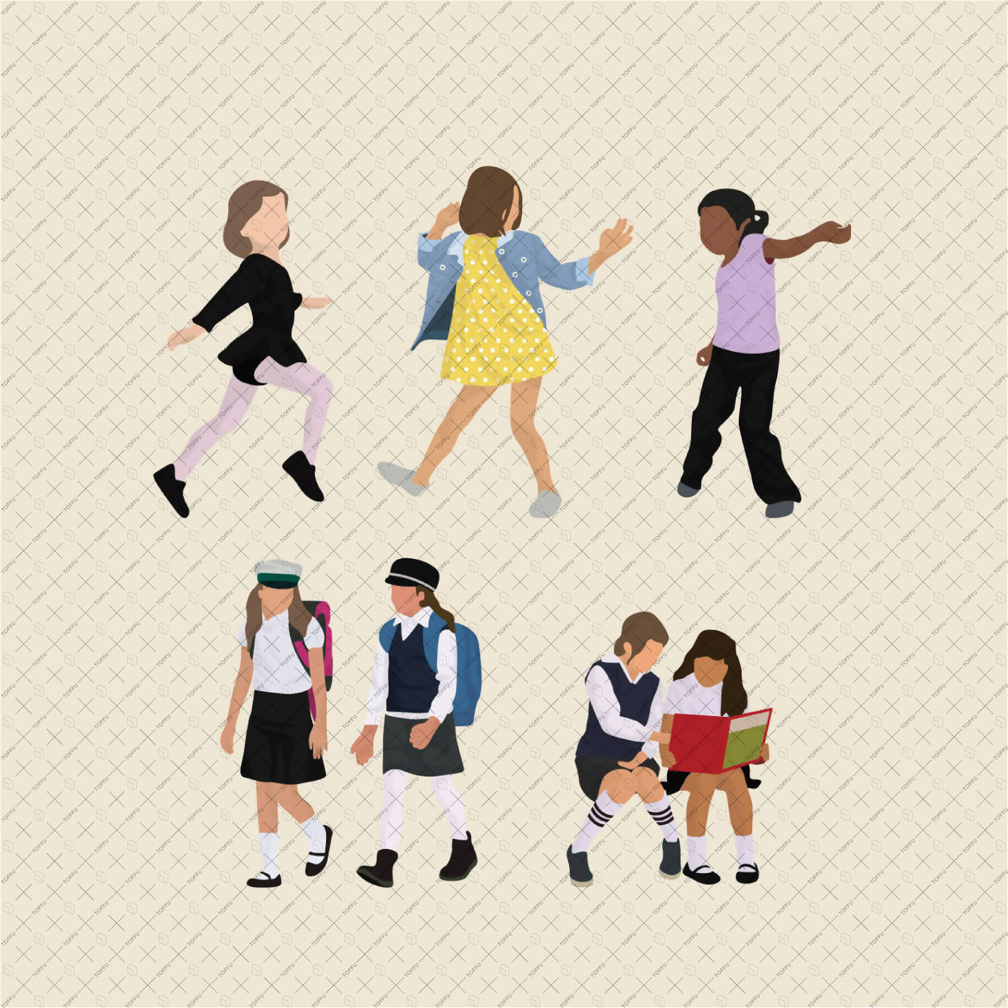 Flat Vector Kids Pack 2 PNG - Toffu Co