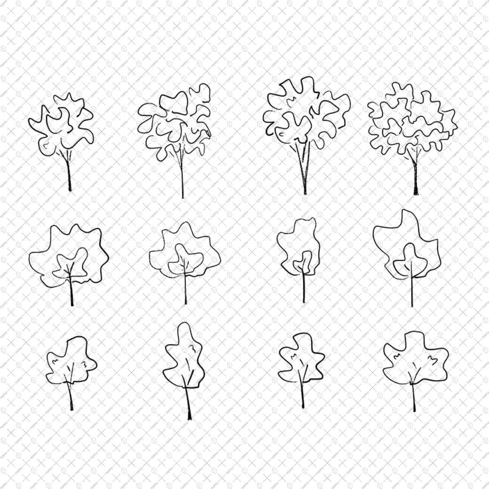 Illustration Freehand Trees PNG - Toffu Co