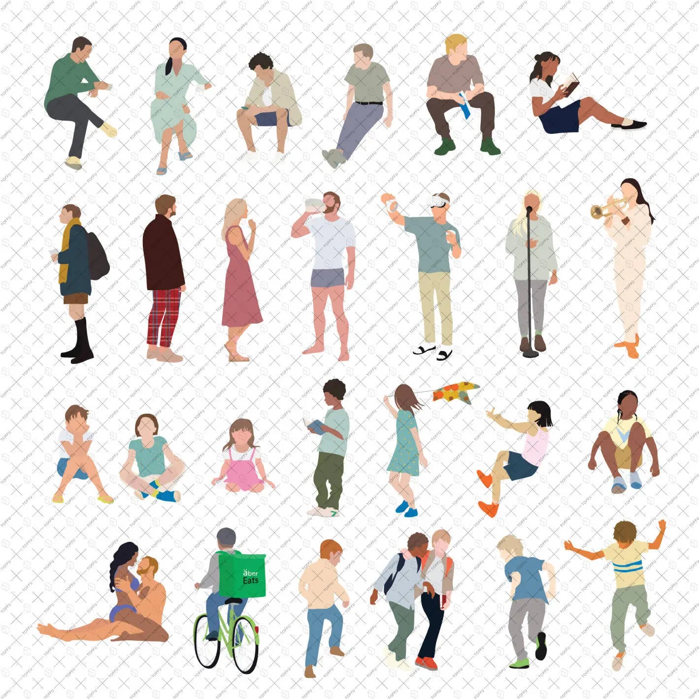 Flat Vector People Mega Pack Digital Artwork drawings | Toffu Co