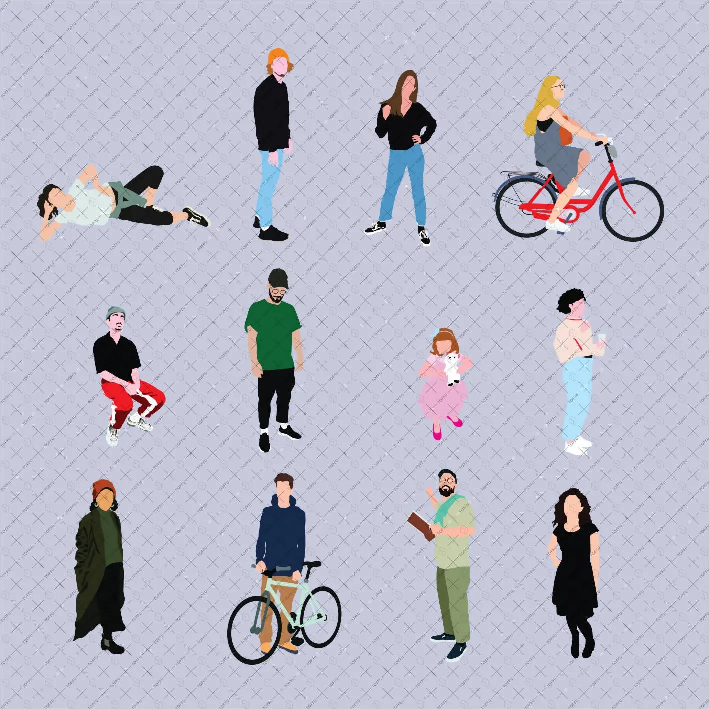 Flat Vector Casual Young People Digital Artwork drawings | Toffu Co
