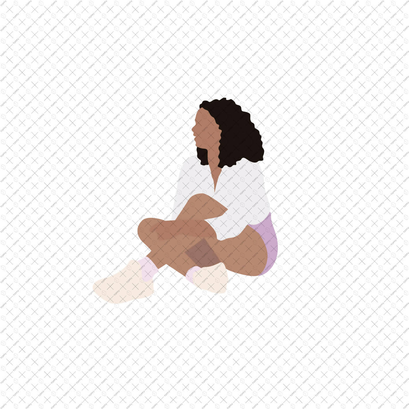 Flat Vector People Sitting PNG - Toffu Co