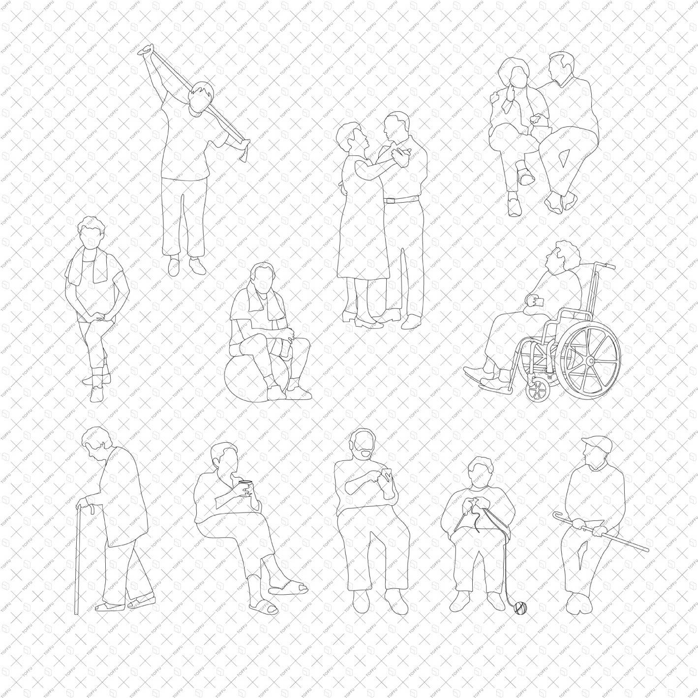 Cad Elderly People DWG | Toffu Co