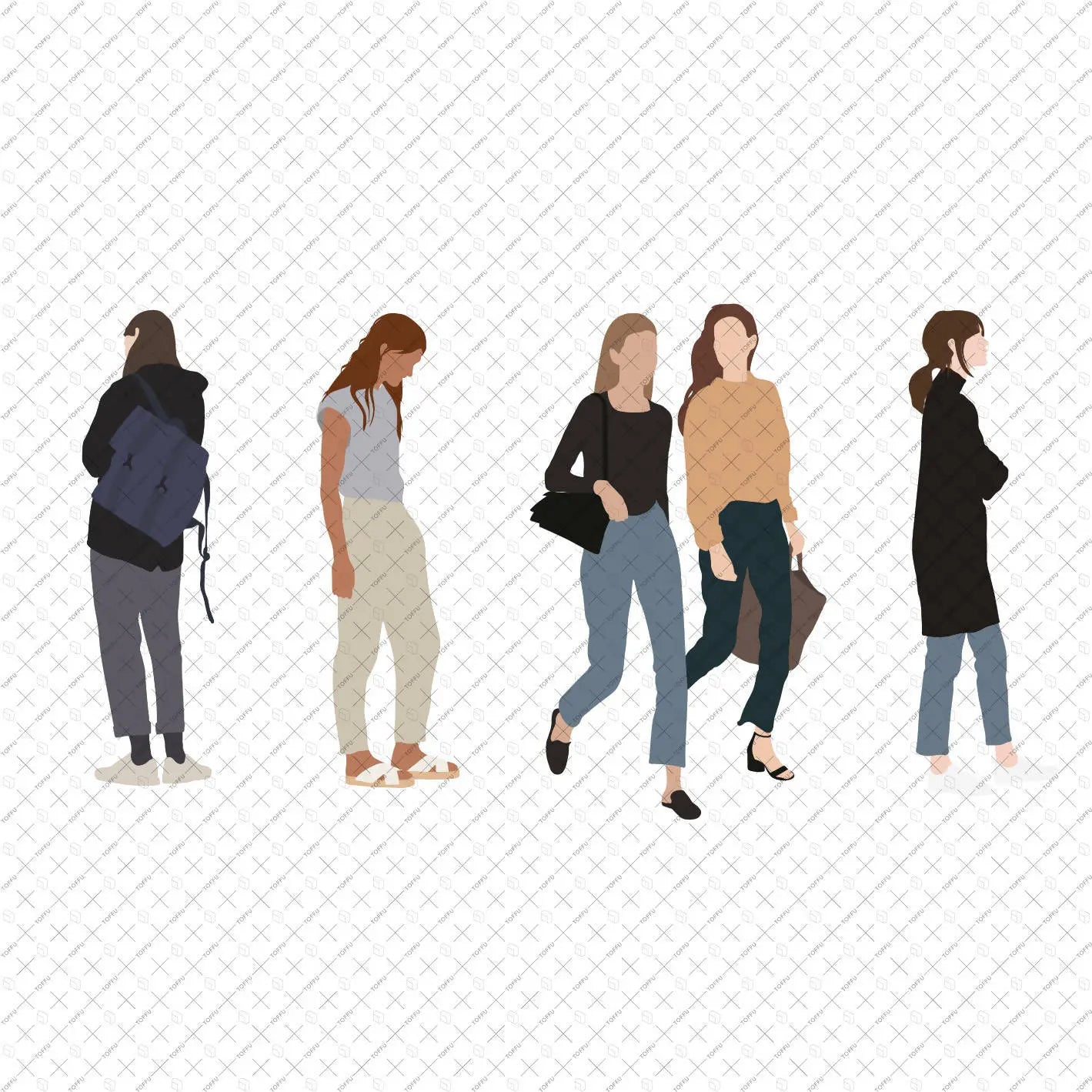 Flat Vector People Standing 2 Digital Artwork drawings | Toffu Co
