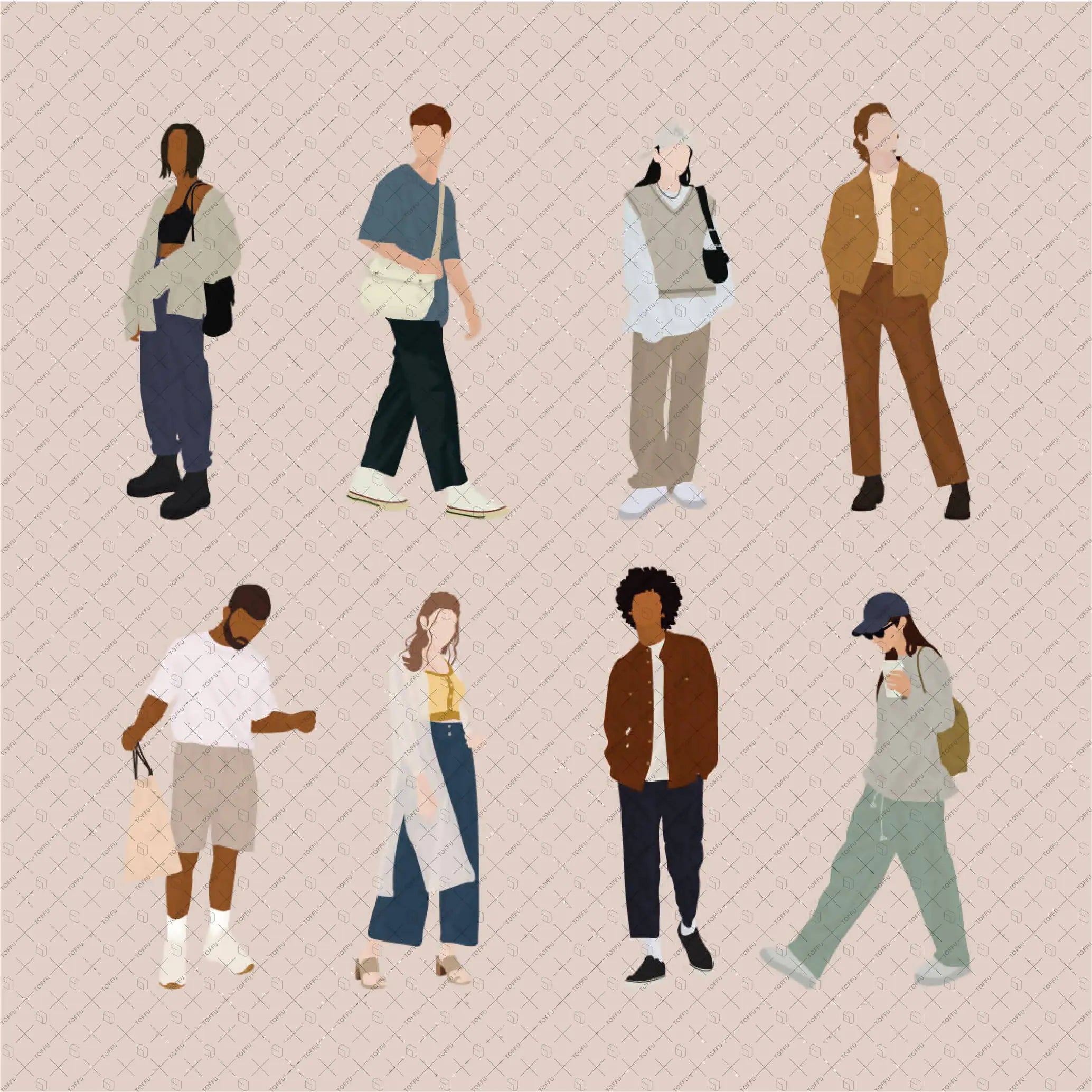 Flat Vector Urban People Digital Artwork drawings | Toffu Co