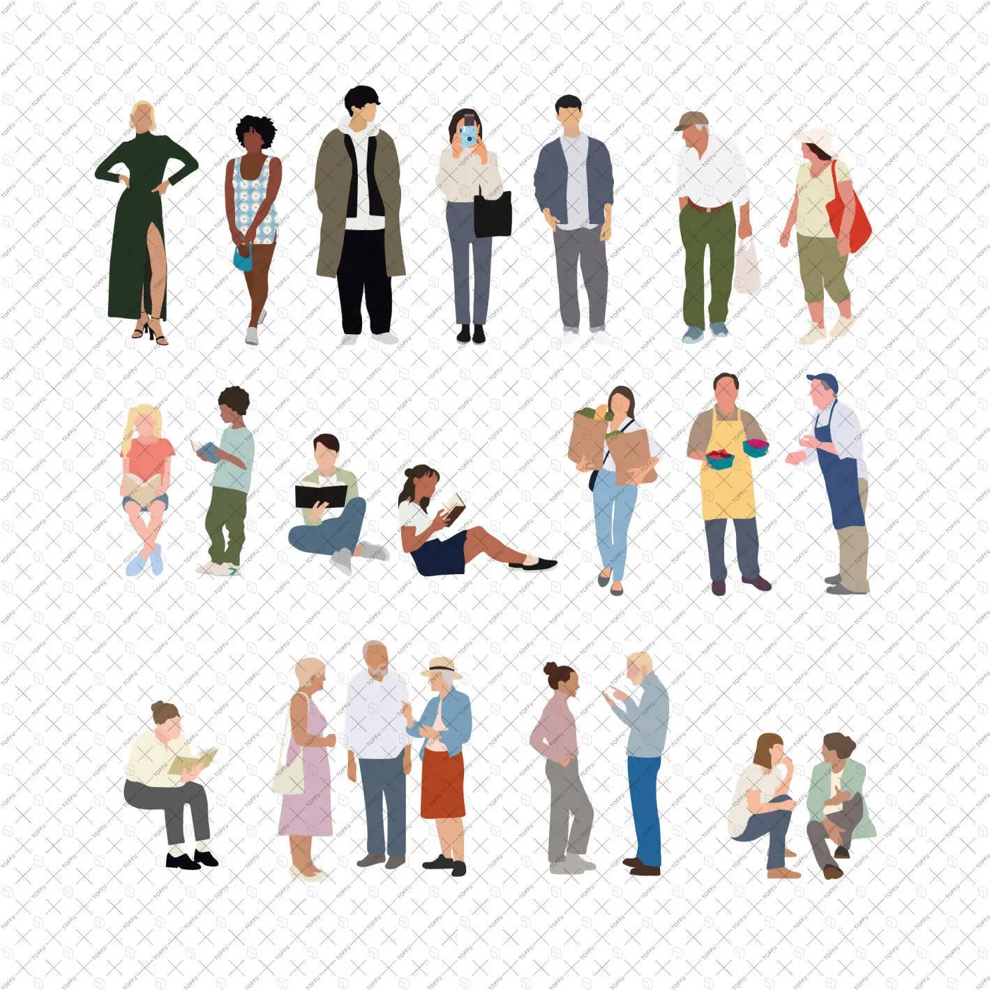 Flat Vector People by Category Mega Pack Digital Artwork drawings | Toffu Co