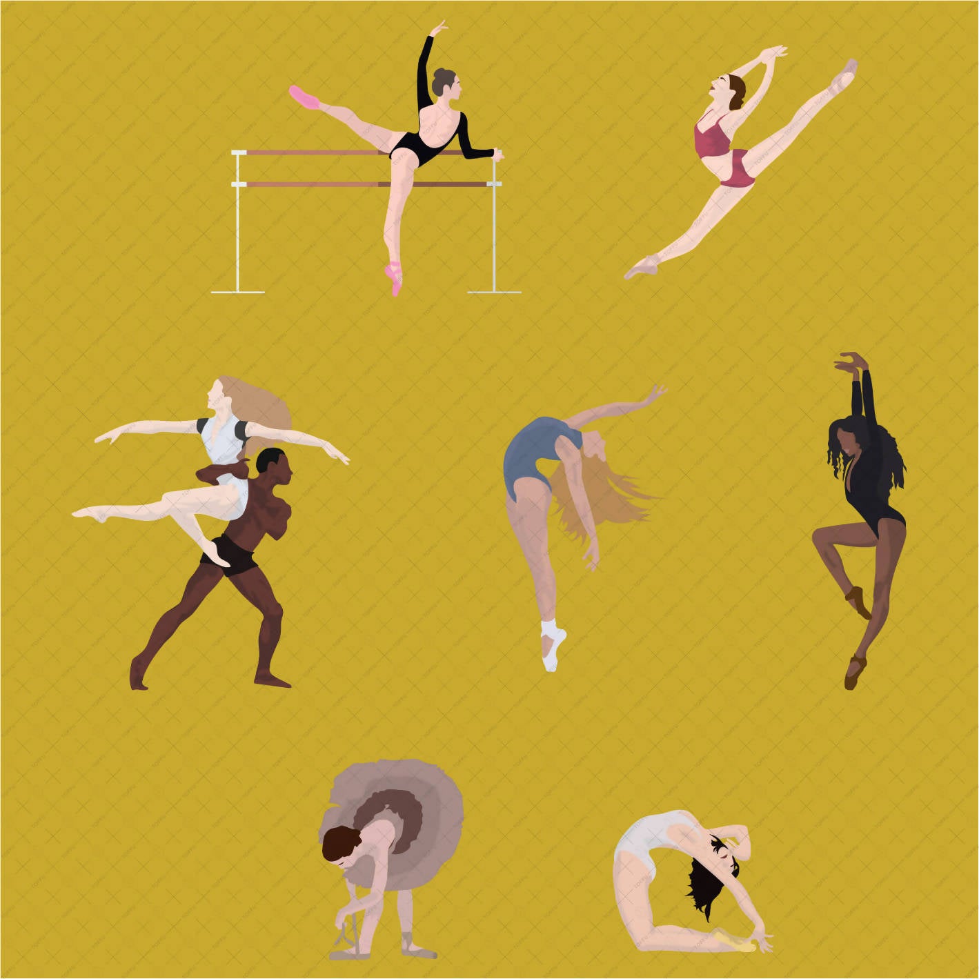 Flat Vector People Drawings (Ballet) PNG - Toffu Co