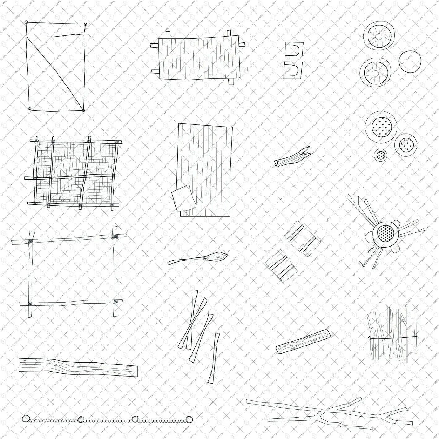 Cad African Furniture & Craft Detail Object Top View Digital Artwork drawings | Toffu Co
