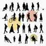 Flat Vector - Brush People Silhouette Digital Artwork drawings | Toffu Co